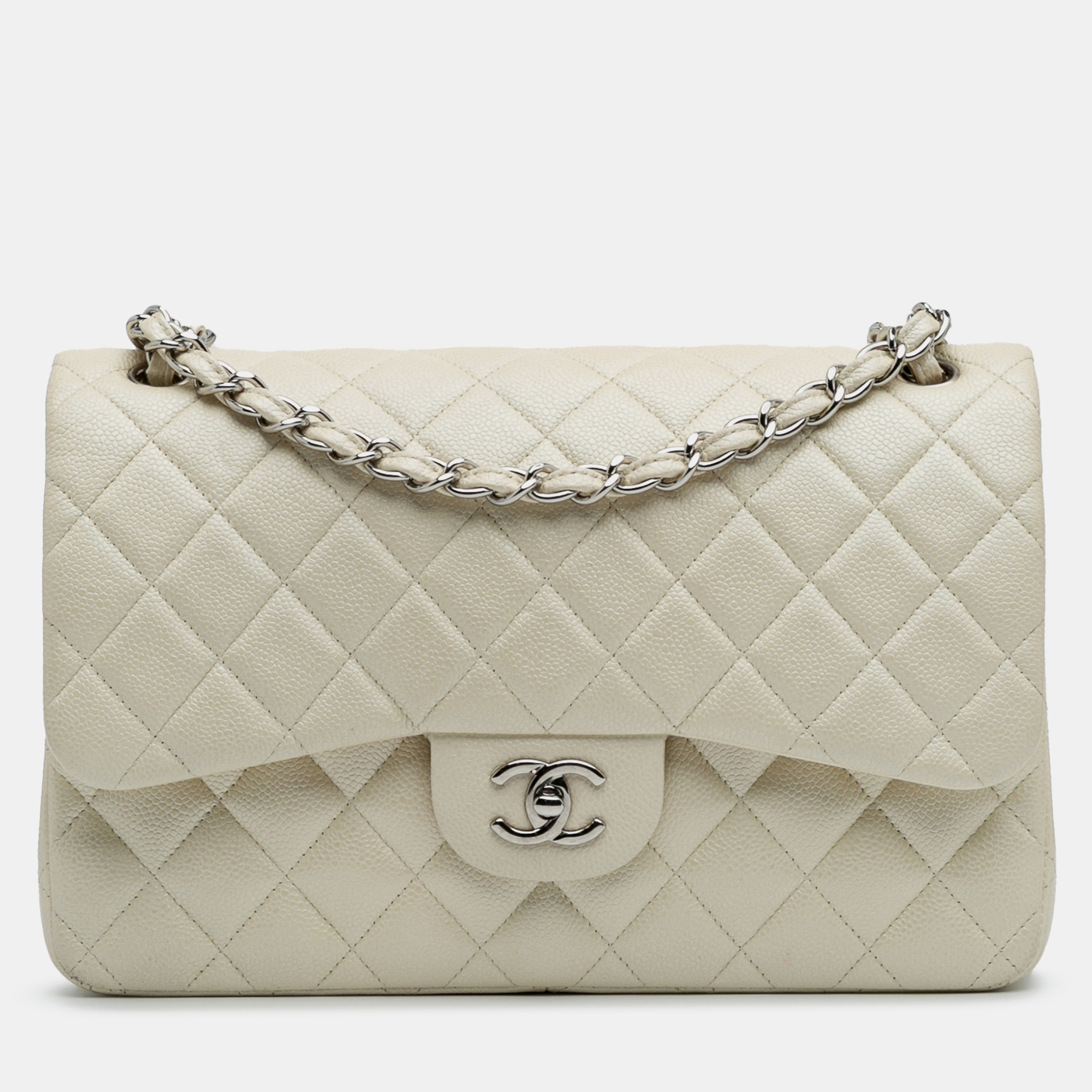 

Chanel White Caviar Jumbo Classic Double Flap