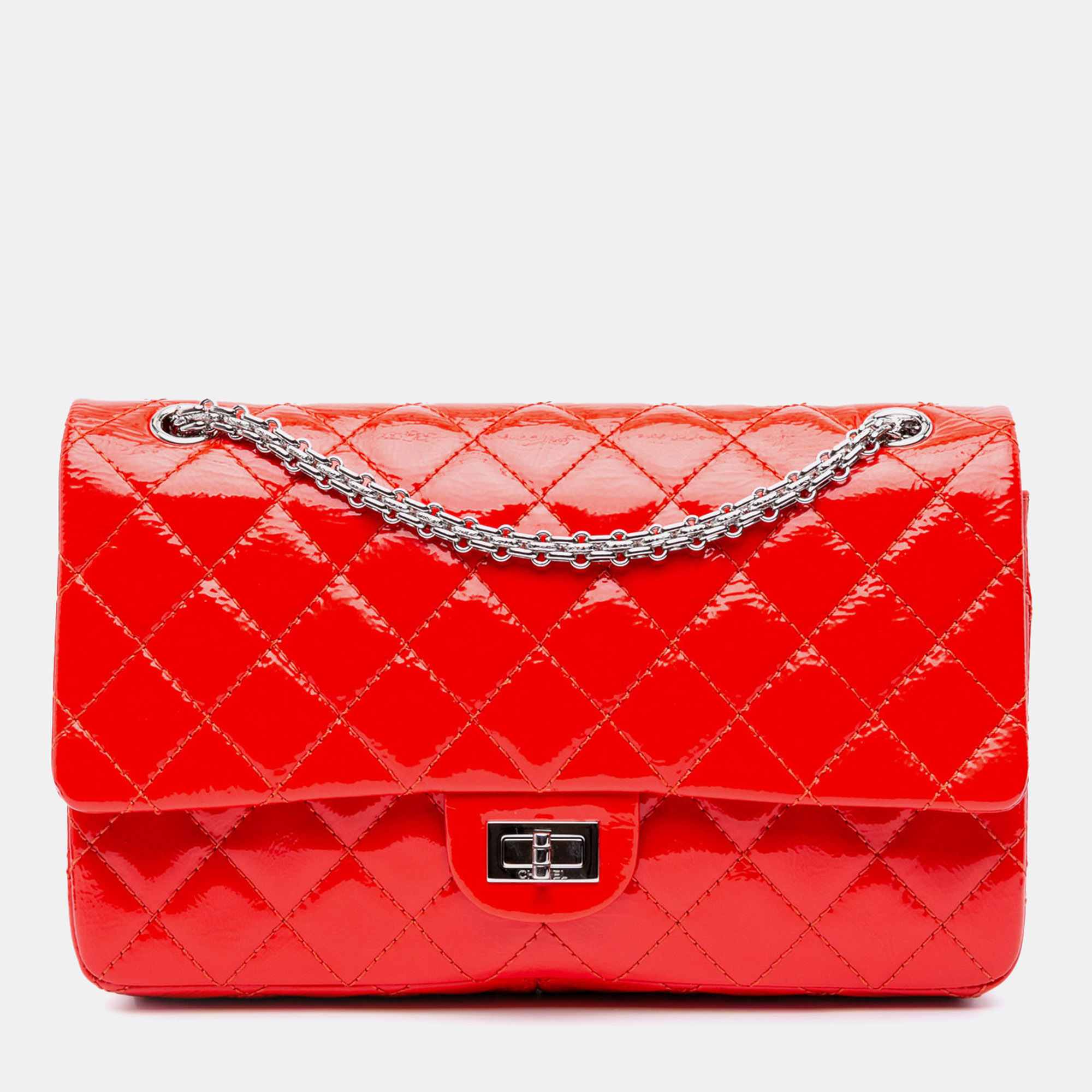 

Chanel Red Reissue 2.55 Patent Double Flap 226