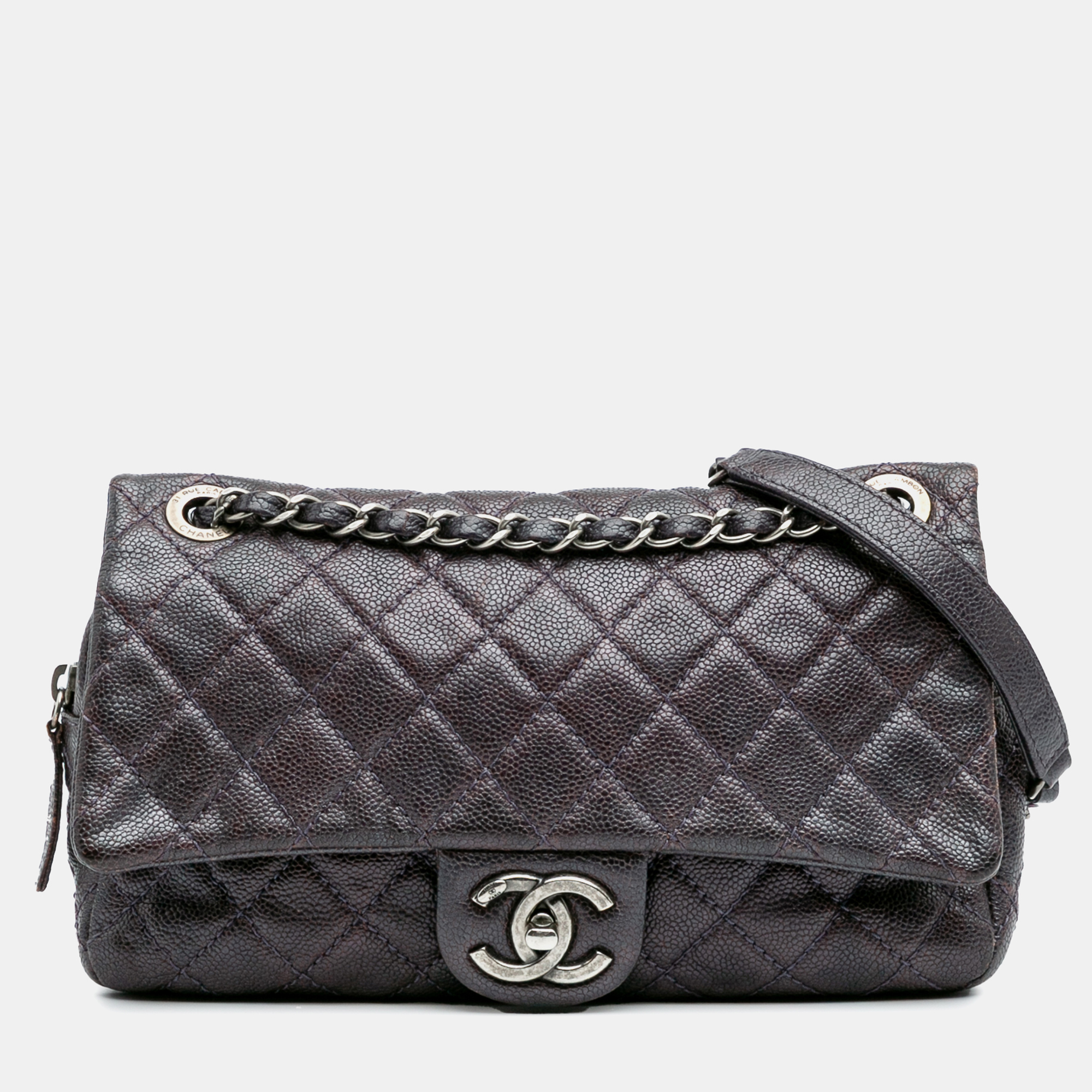

Chanel Purple Medium Quilted Caviar Easy Flap