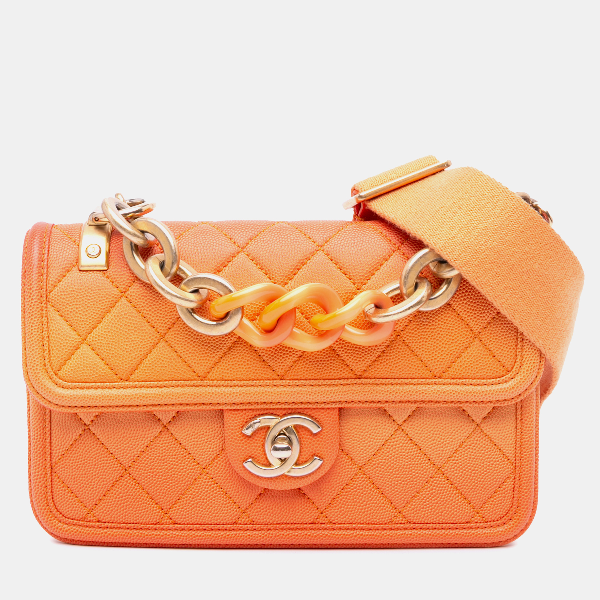 

Chanel Orange Small Quilted Caviar Sunset On The Sea Flap