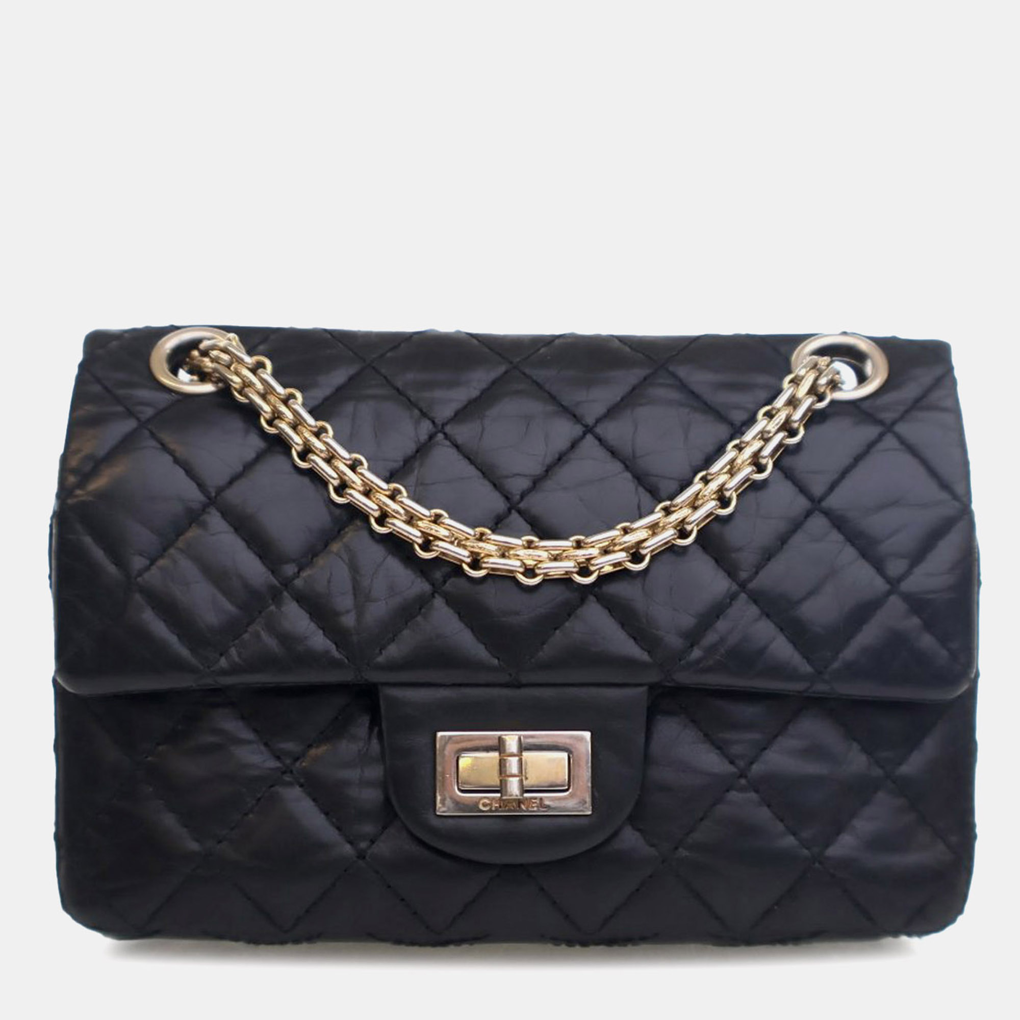 

Chanel Black Reissue 2.55 Aged Calfskin Single Flap 224