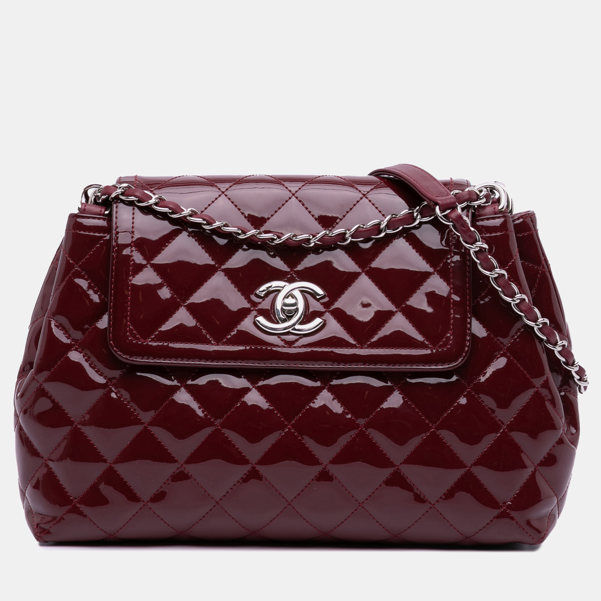 

Chanel Red Large Quilted Patent Coco Shine Accordion Flap