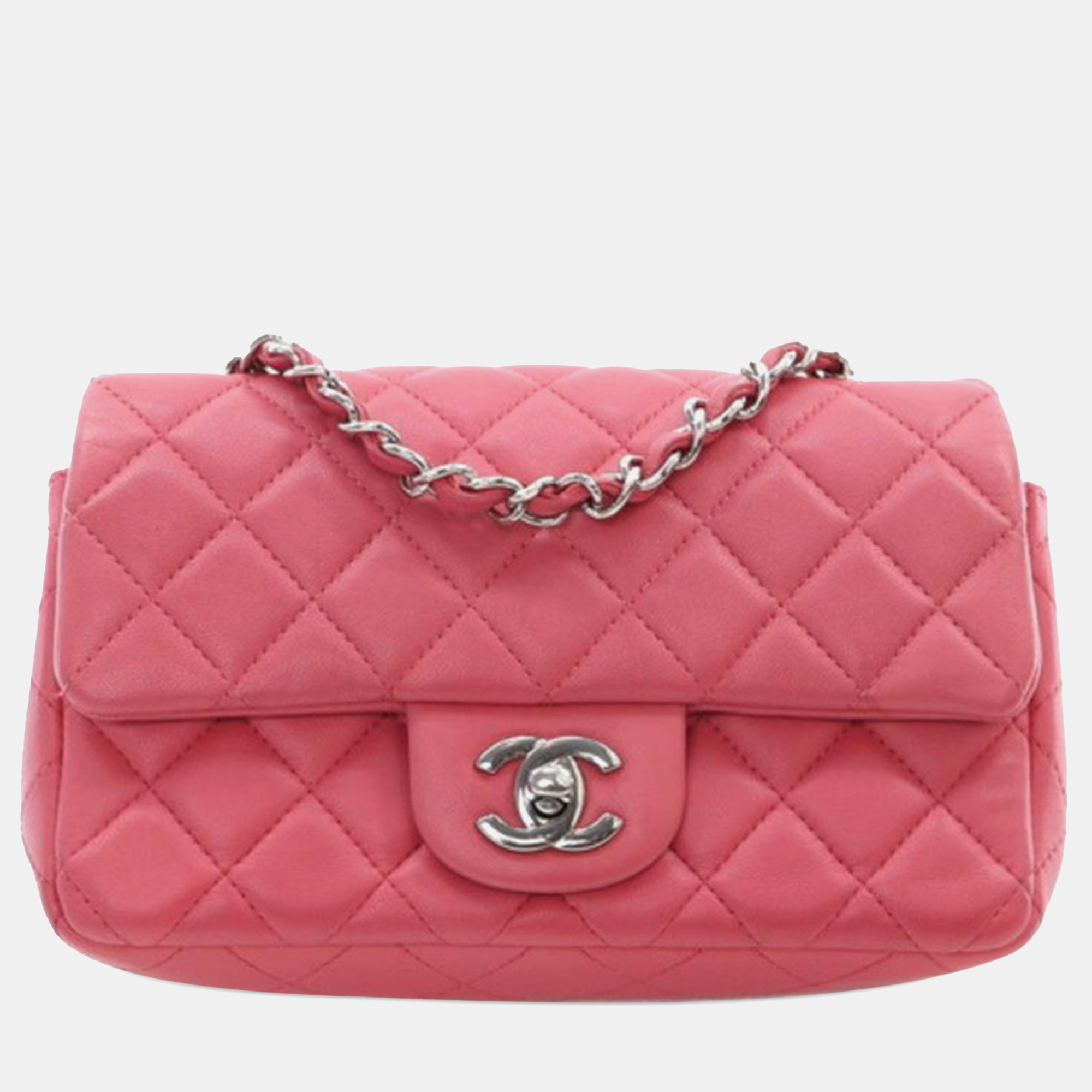 

Chanel Pink Mini Rectangular Classic Lambskin Single Flap