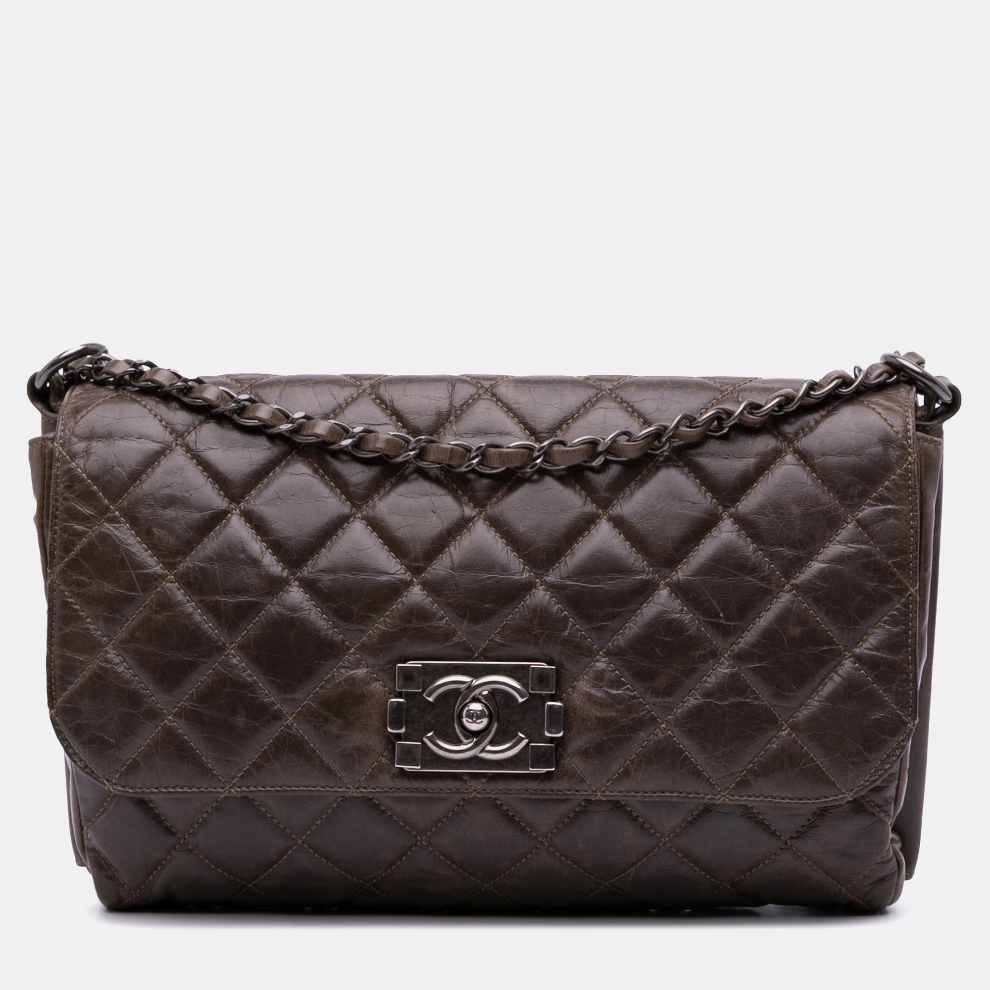 

Chanel Brown Quilted Glazed Calfskin Soft Boy Flap