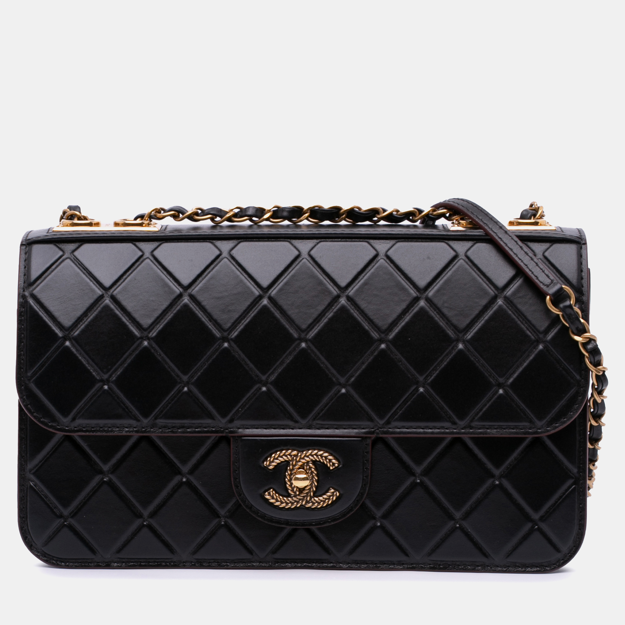 

Chanel Black Embossed Calfskin Single Flap