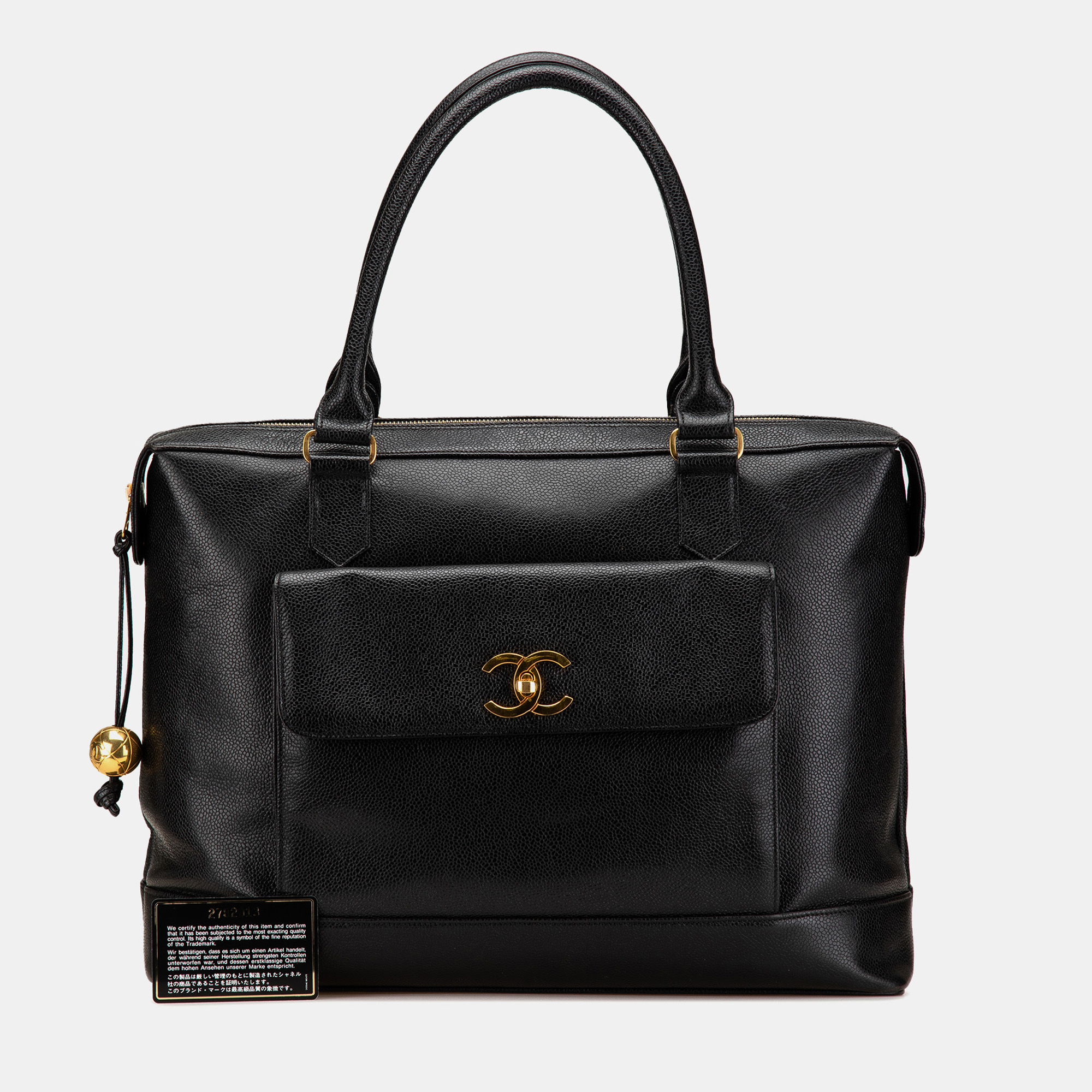 

Chanel Black CC Caviar Turnlock Tote