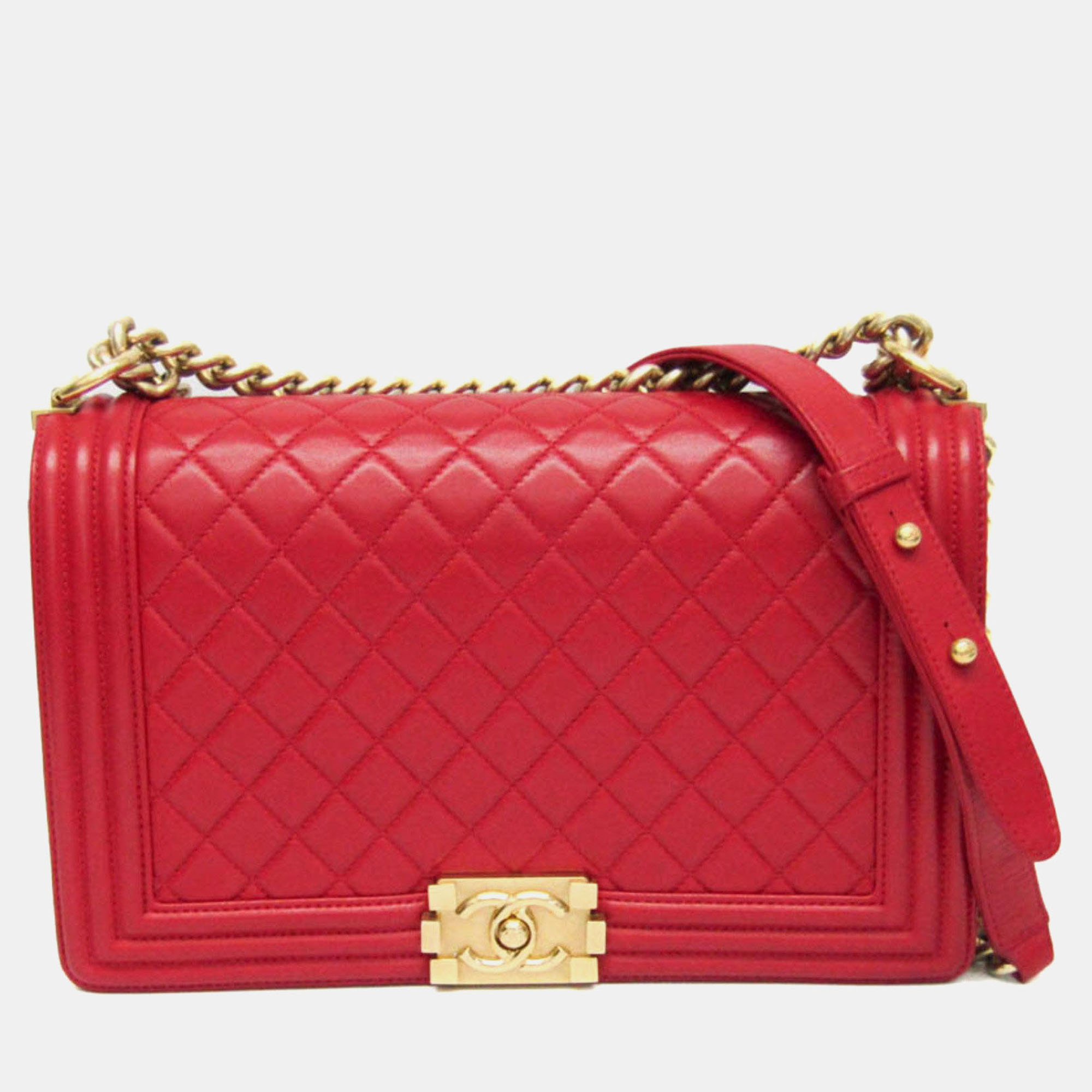 

Chanel Boy Red Leather Chain Shoulder Bag