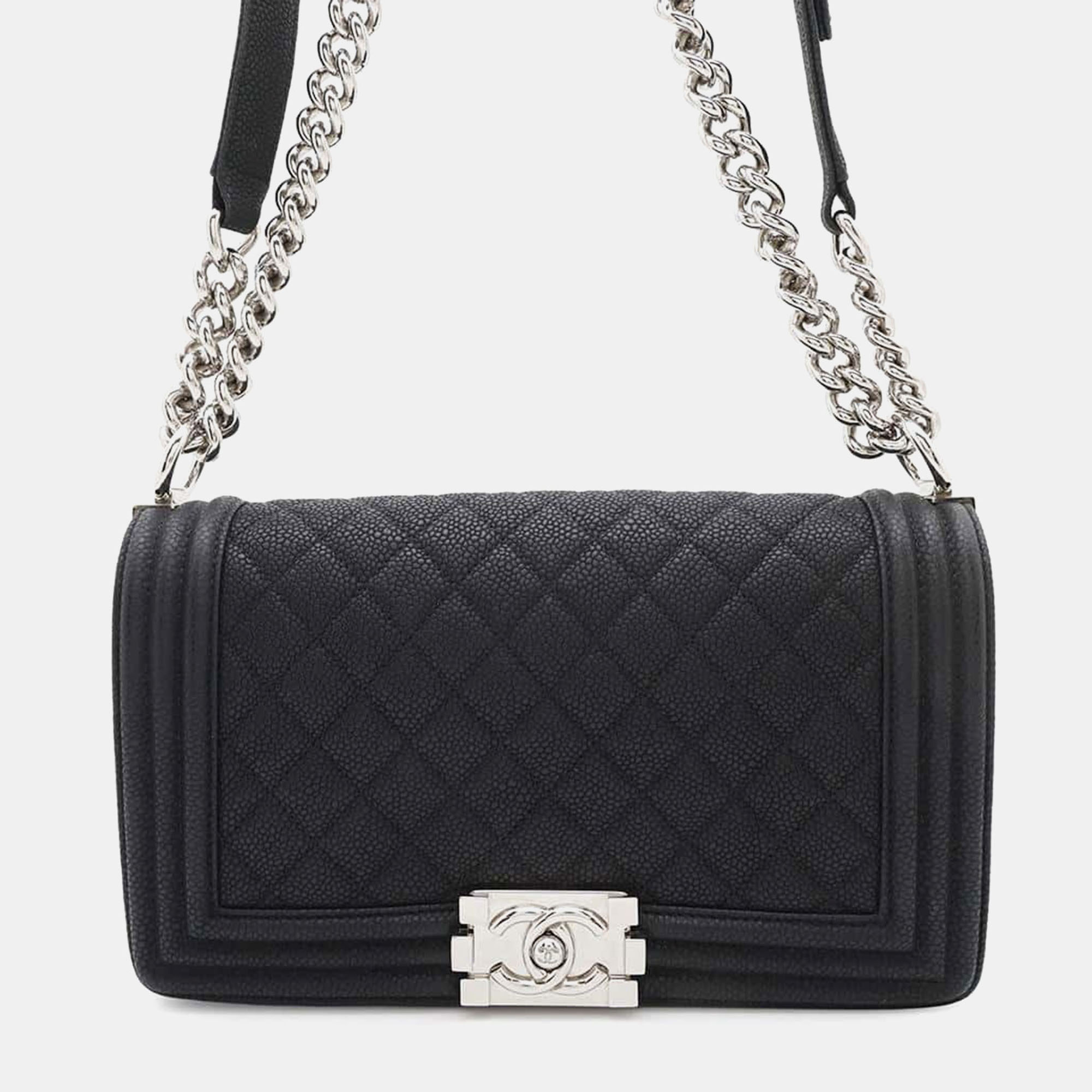 

Chanel Black Soft Caviar Leather Boy Chanel Size