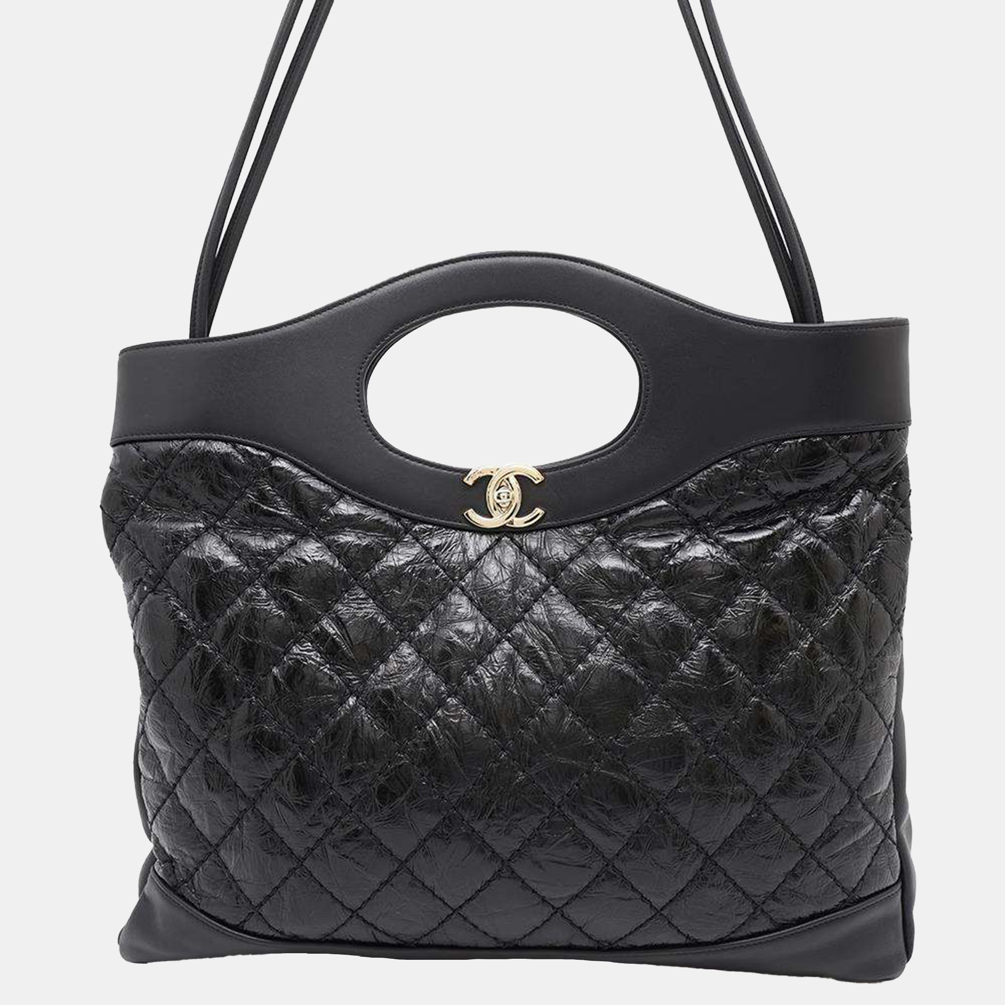 

Chanel Black Crumple Calf Leather Large 31 2Way handbag