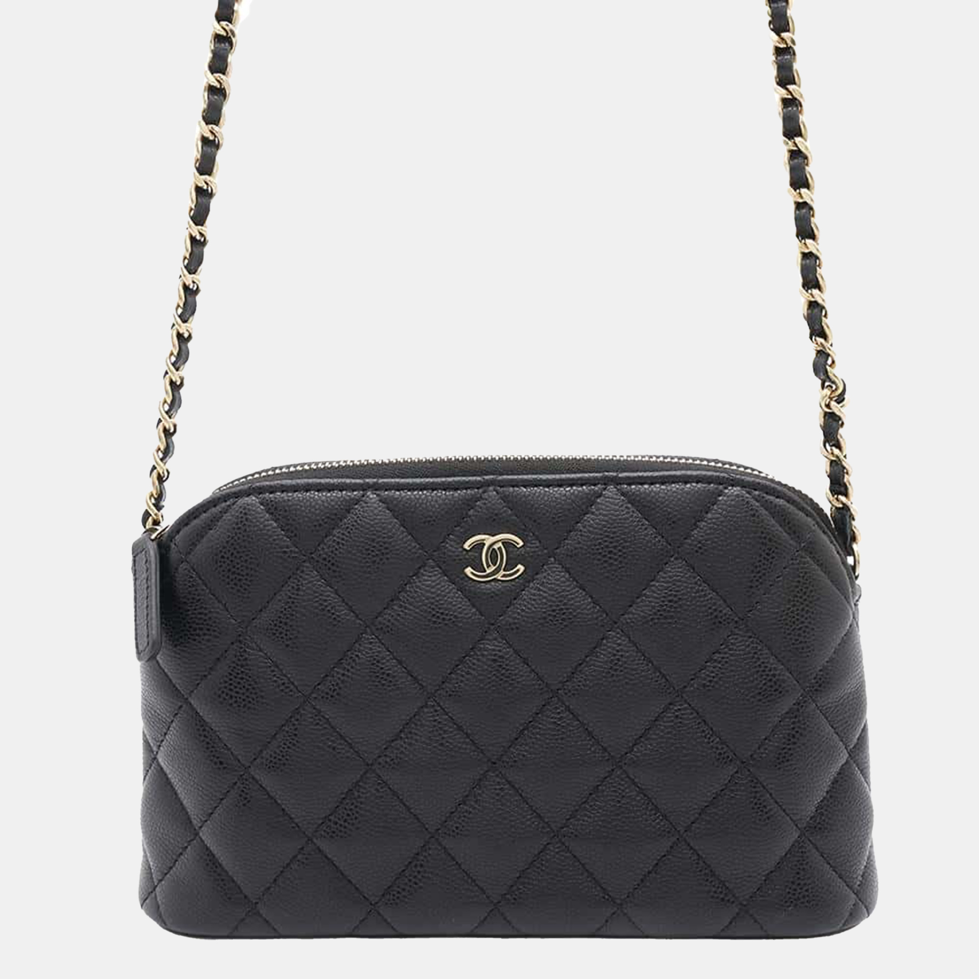 

Chanel Black Caviar Leather Matelasse Cc Logo Chain Shoulder Bag