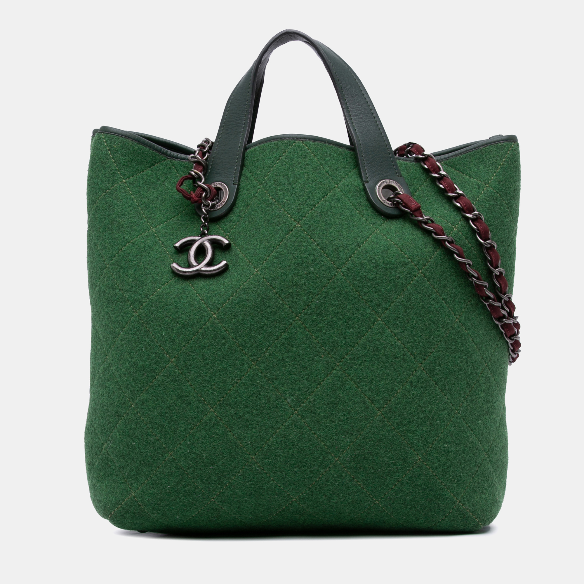 

Chanel Green Medium CC Quilted Felt Pop Tote