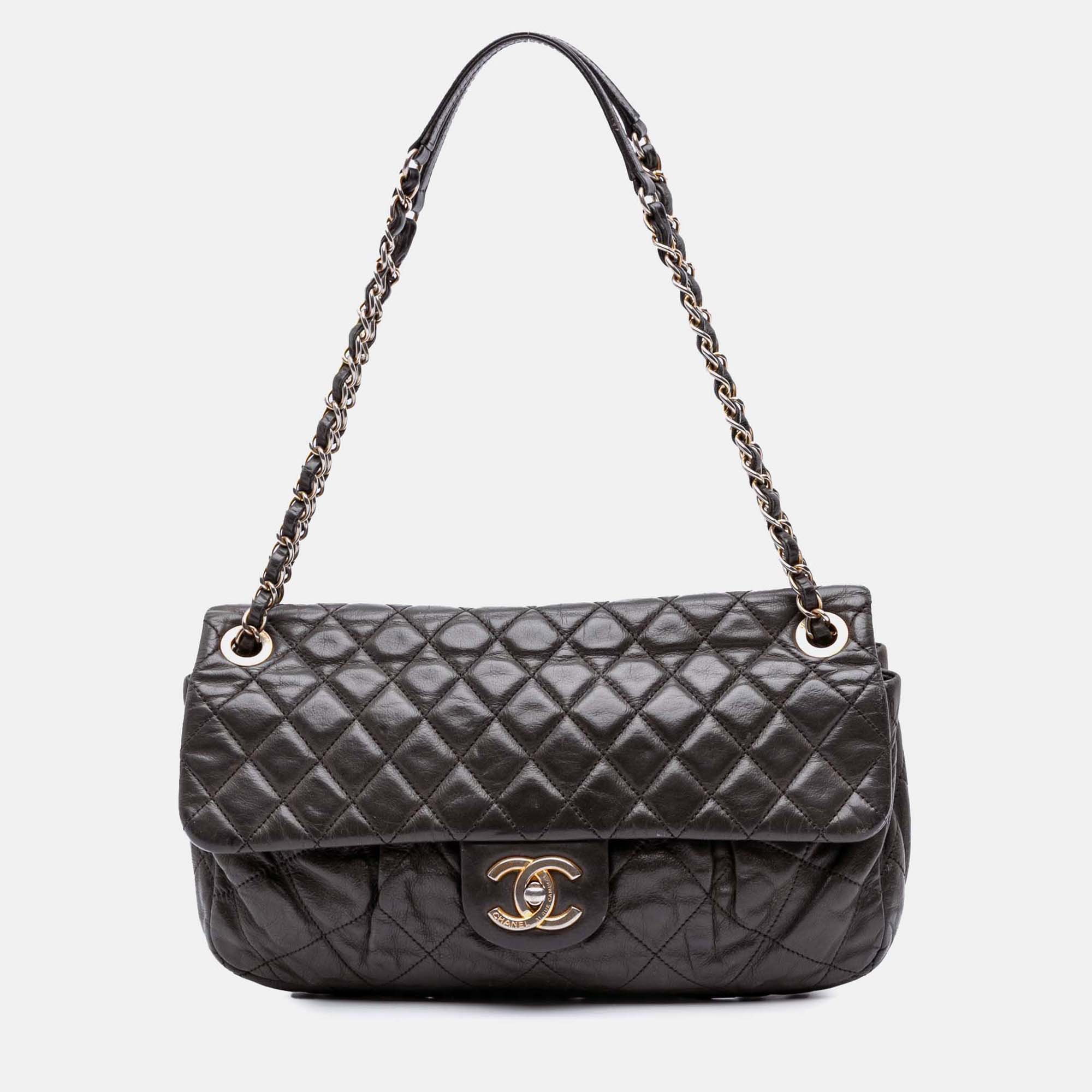 

Chanel Grey Calfskin Quilted Chic Flap Bag