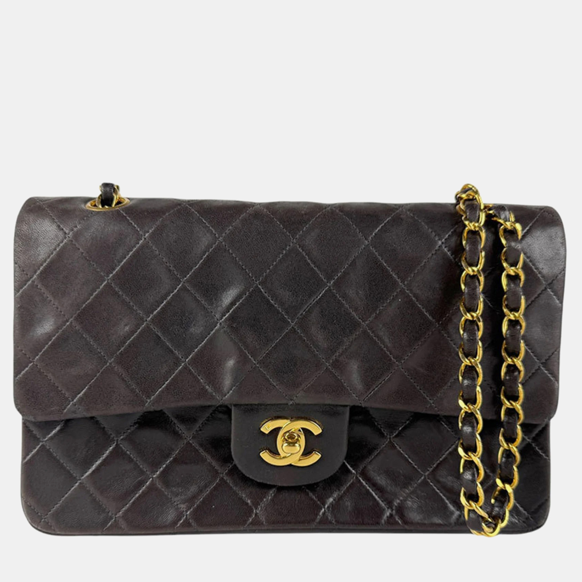 

Chanel Black Leather Double Flap Chain Shoulder Bag