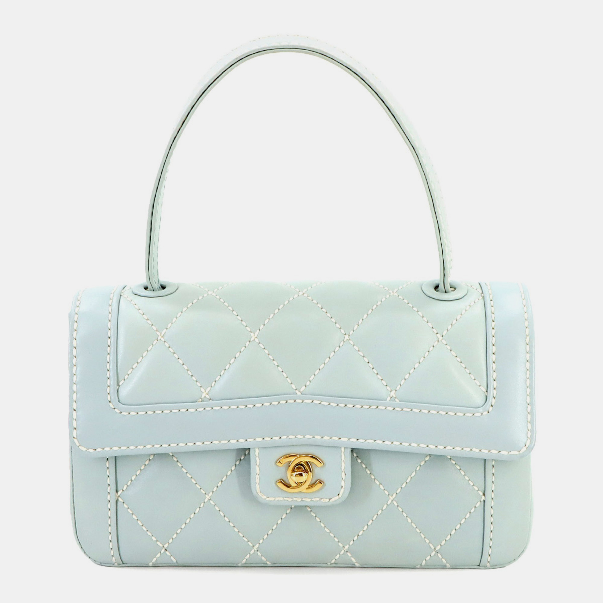 

Chanel Light Blue Leather Wild Stitch Handbag