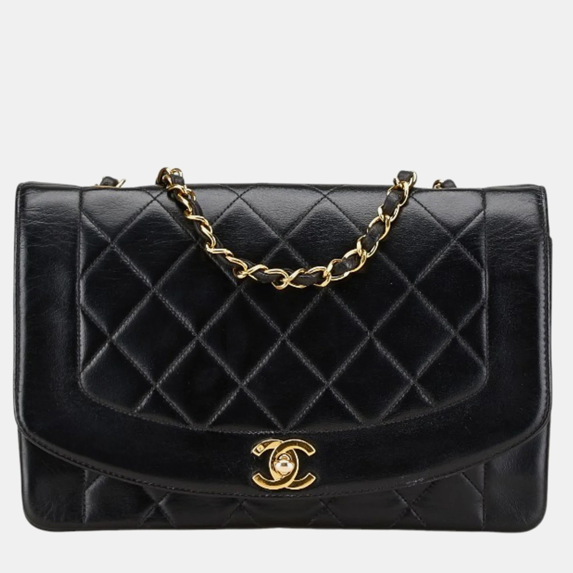 

Chanel Black Lambskin Diana 25 Chain Shoulder Bag