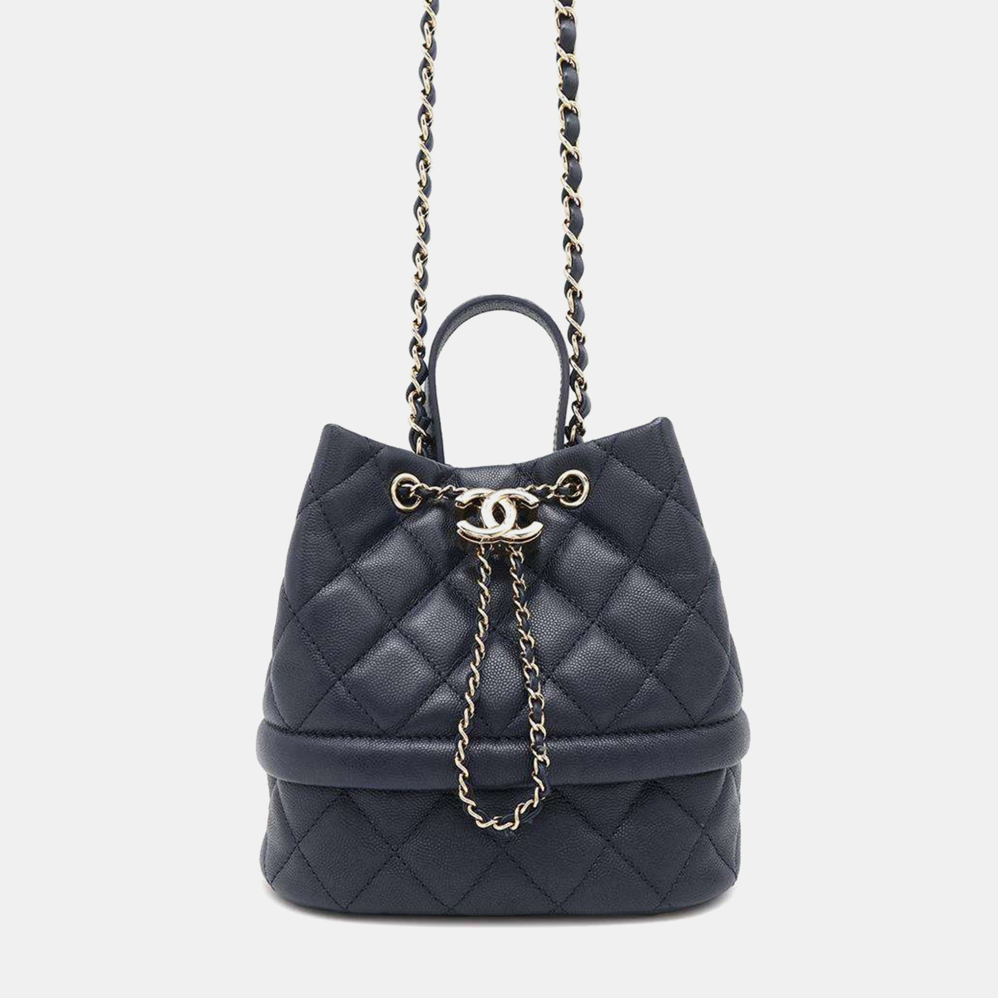 

Chanel Navy Leather Chain Shoulder Bag, Navy blue