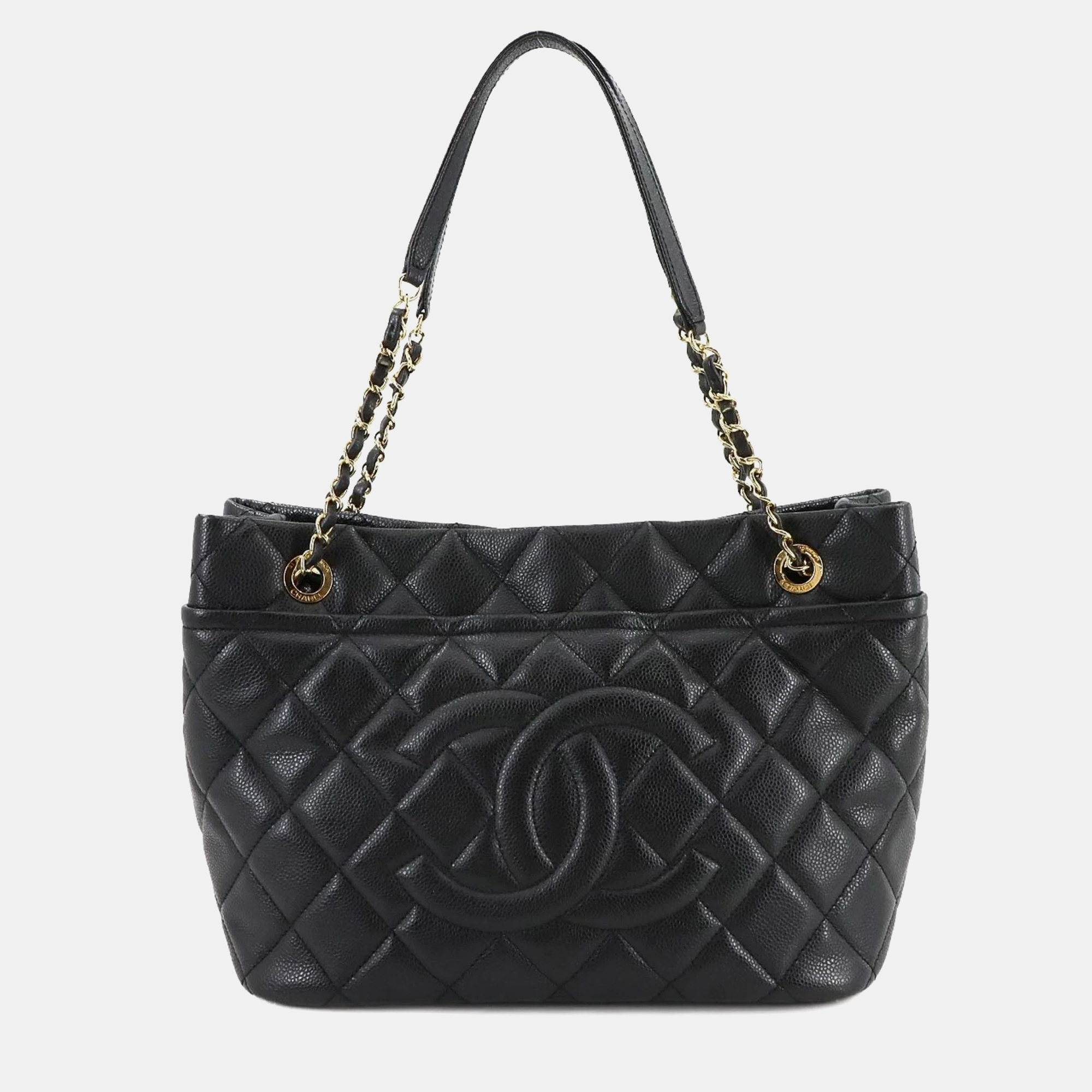 

Chanel Black Leather Shopper Tote Bag