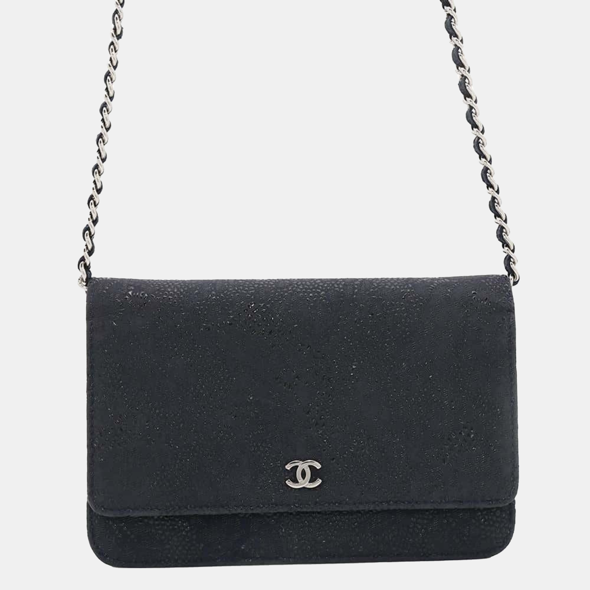 

Chanel Lace Leather Wallet on Chain, Black