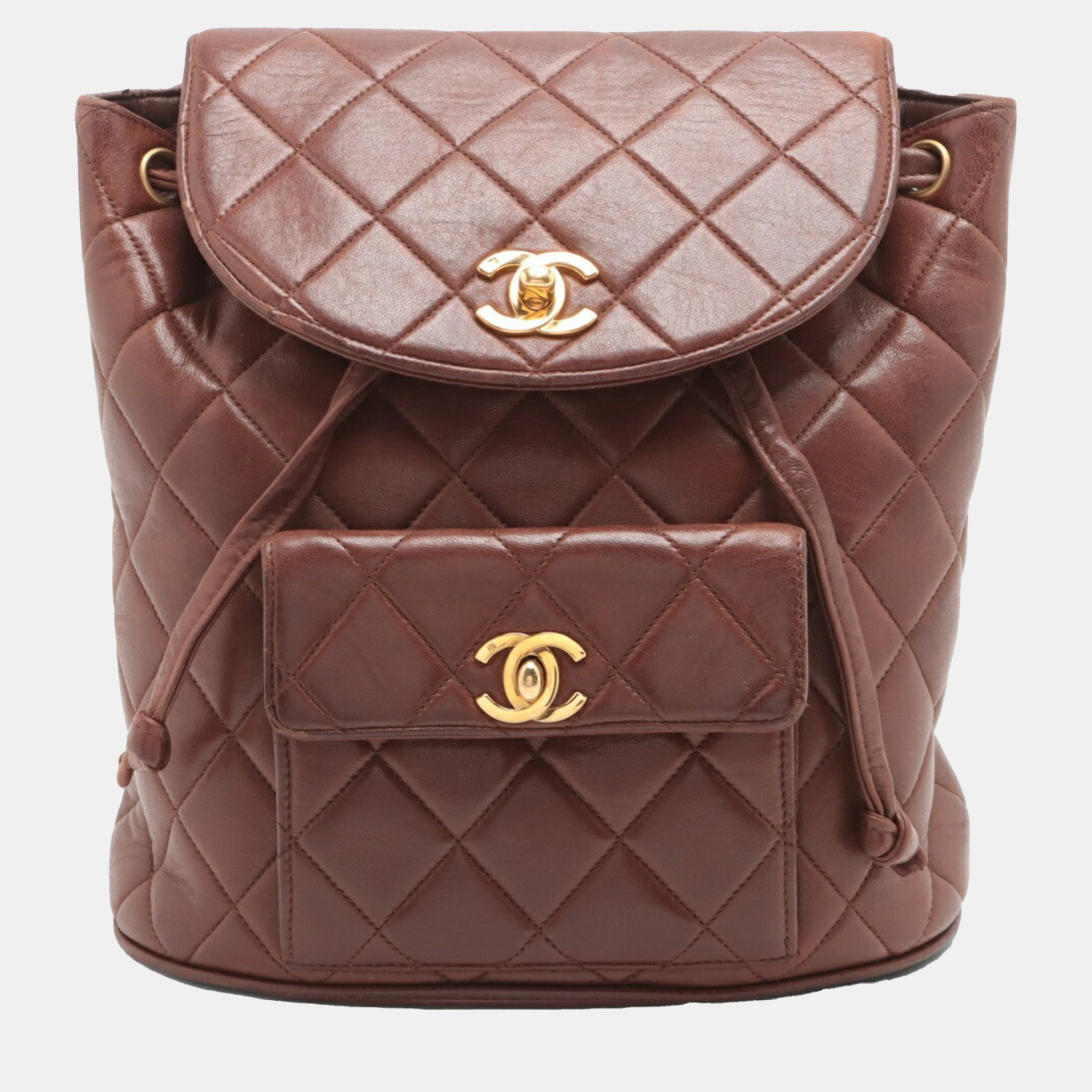 

Chanel Brown Lambskin Quilted Backpack