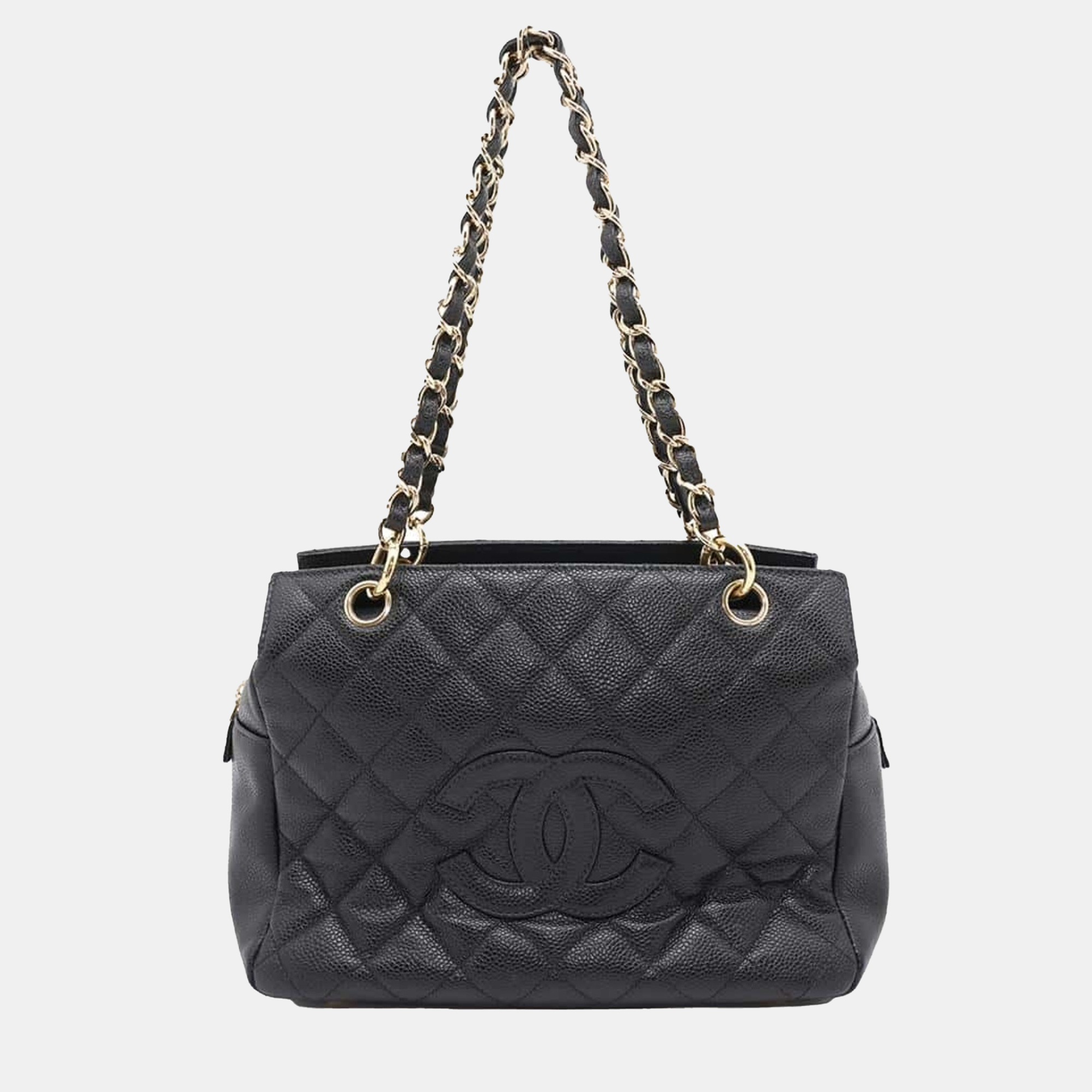 

Chanel Black Leather Chain Tote Bag