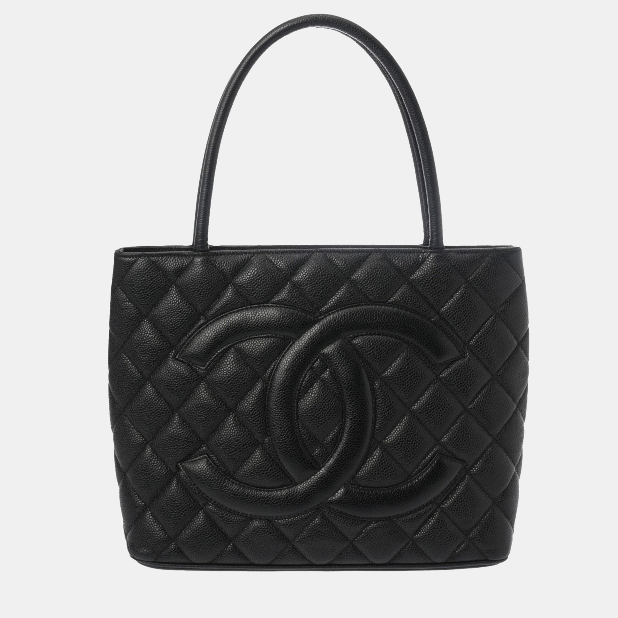 

Chanel Black Caviar Leather Medallion Tote Bag