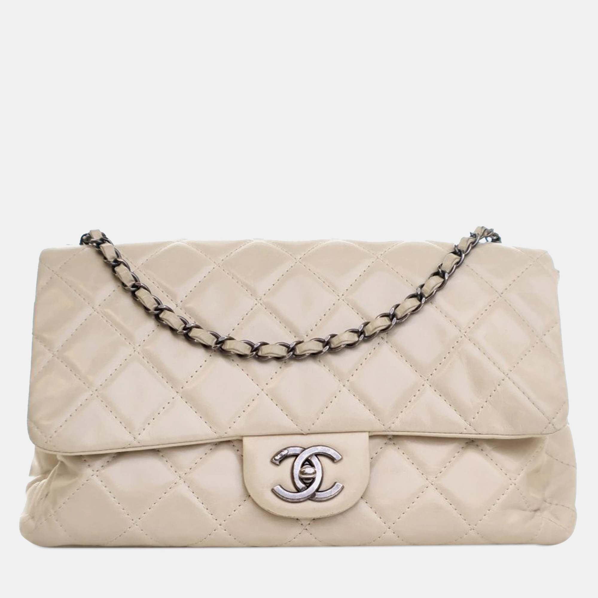 

Chanel Brown Calfskin Quilted Glazed Coco Soft Flap Large Bag