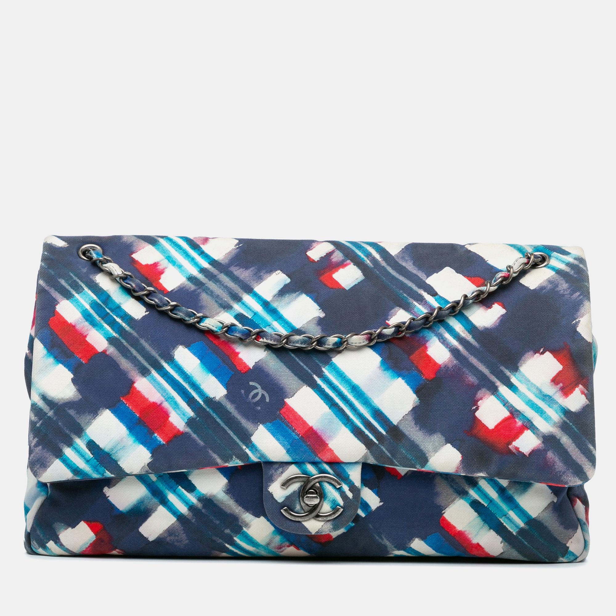 

Chanel Blue  Printed Canvas Airline Single Flap