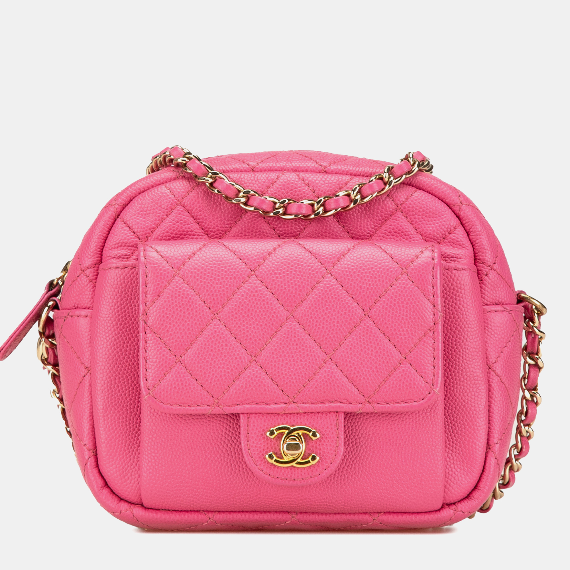 

Chanel Pink Quilted Caviar CC Day Camera Bag