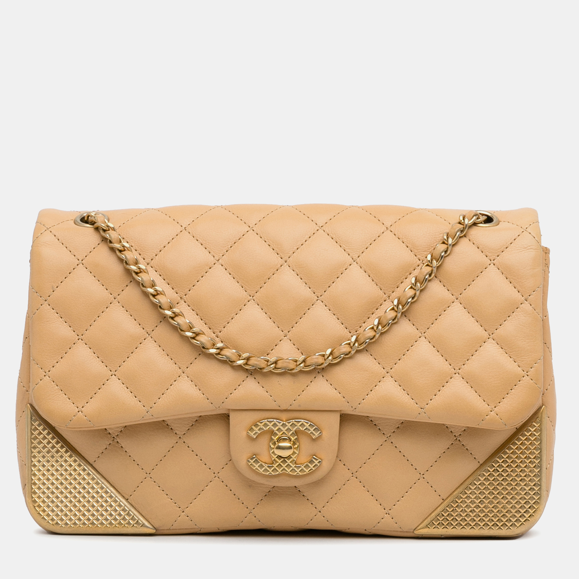 

Chanel Yellow Medium Classic Lambskin Metal Edge Shoulder Bag