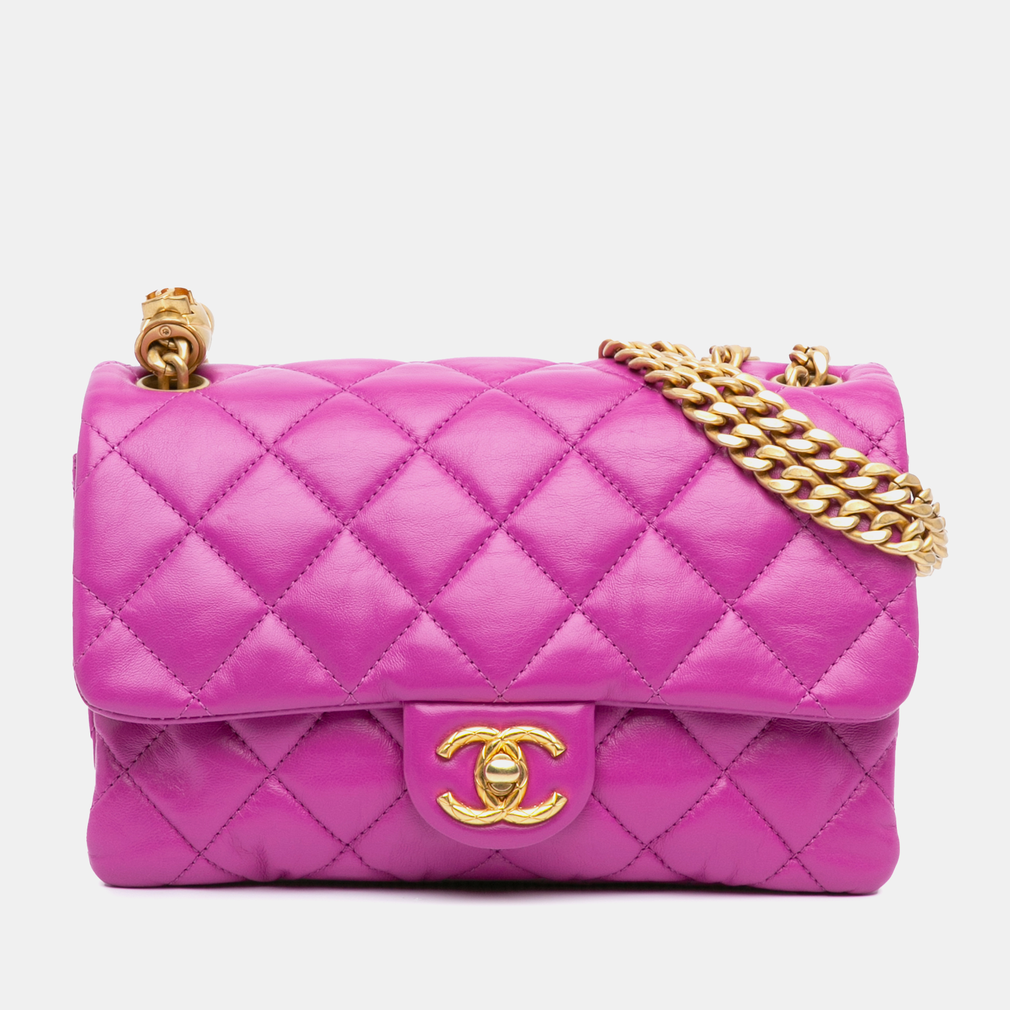 

Chanel Purple Small Quilted Lambskin Pillow Crush Flap