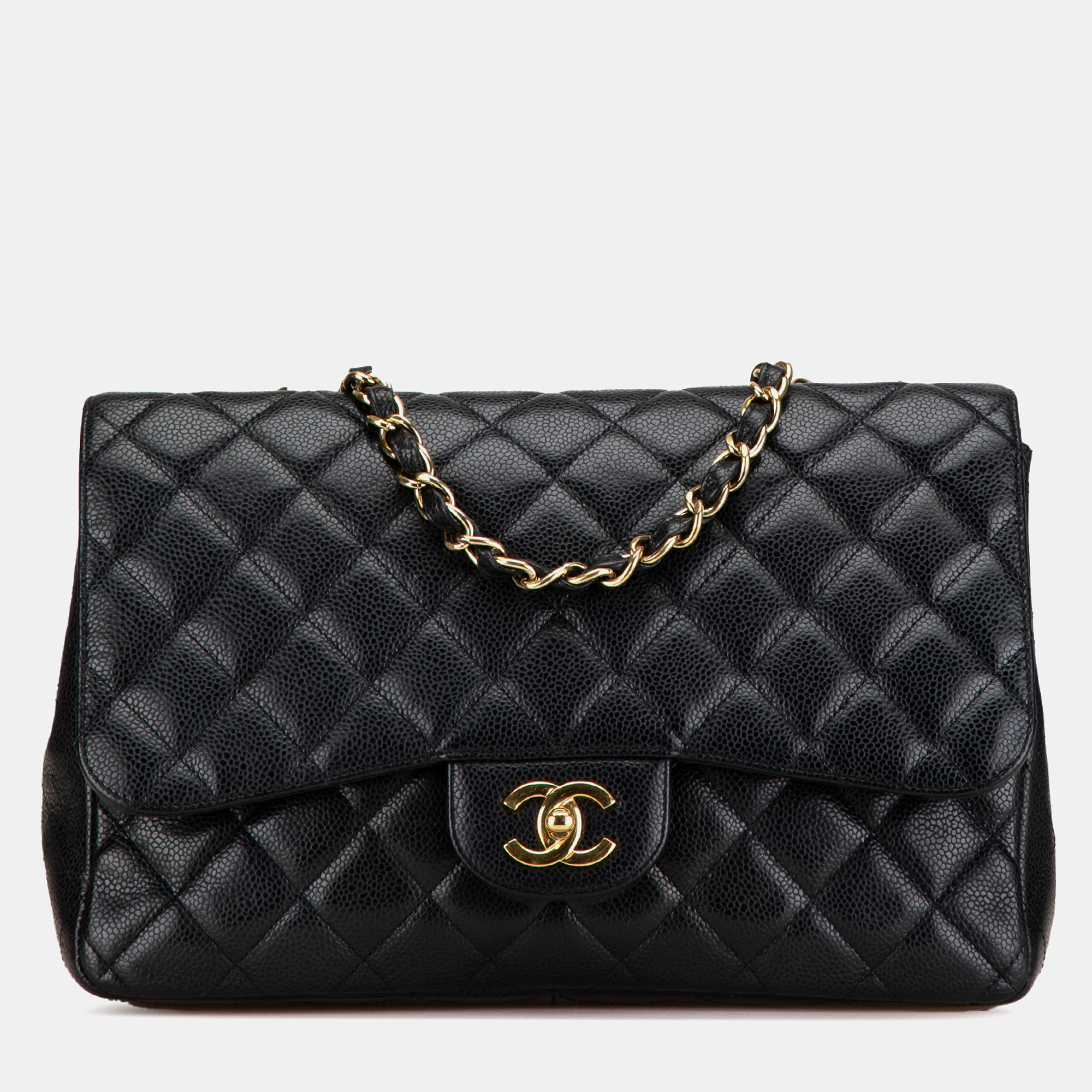 

Chanel Black Jumbo Classic Caviar Single Flap
