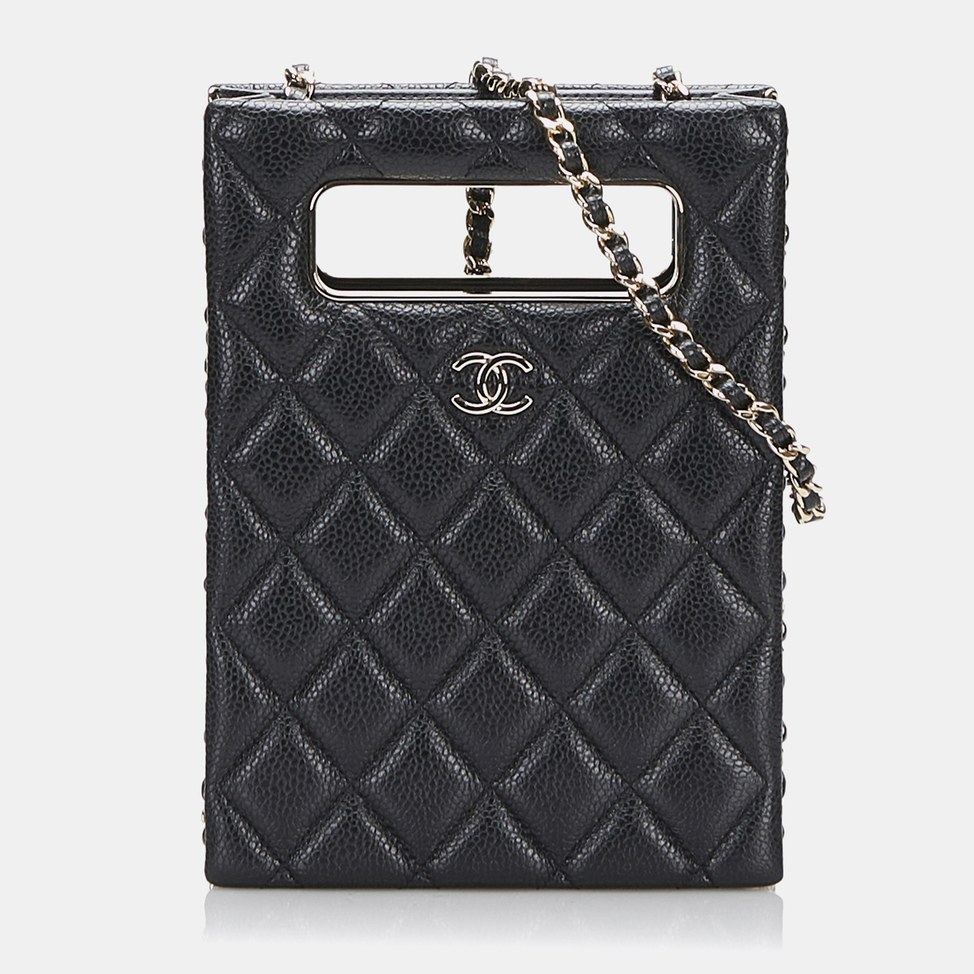 

Chanel Black Mini Caviar Chain Around Cut Out Evening Bag