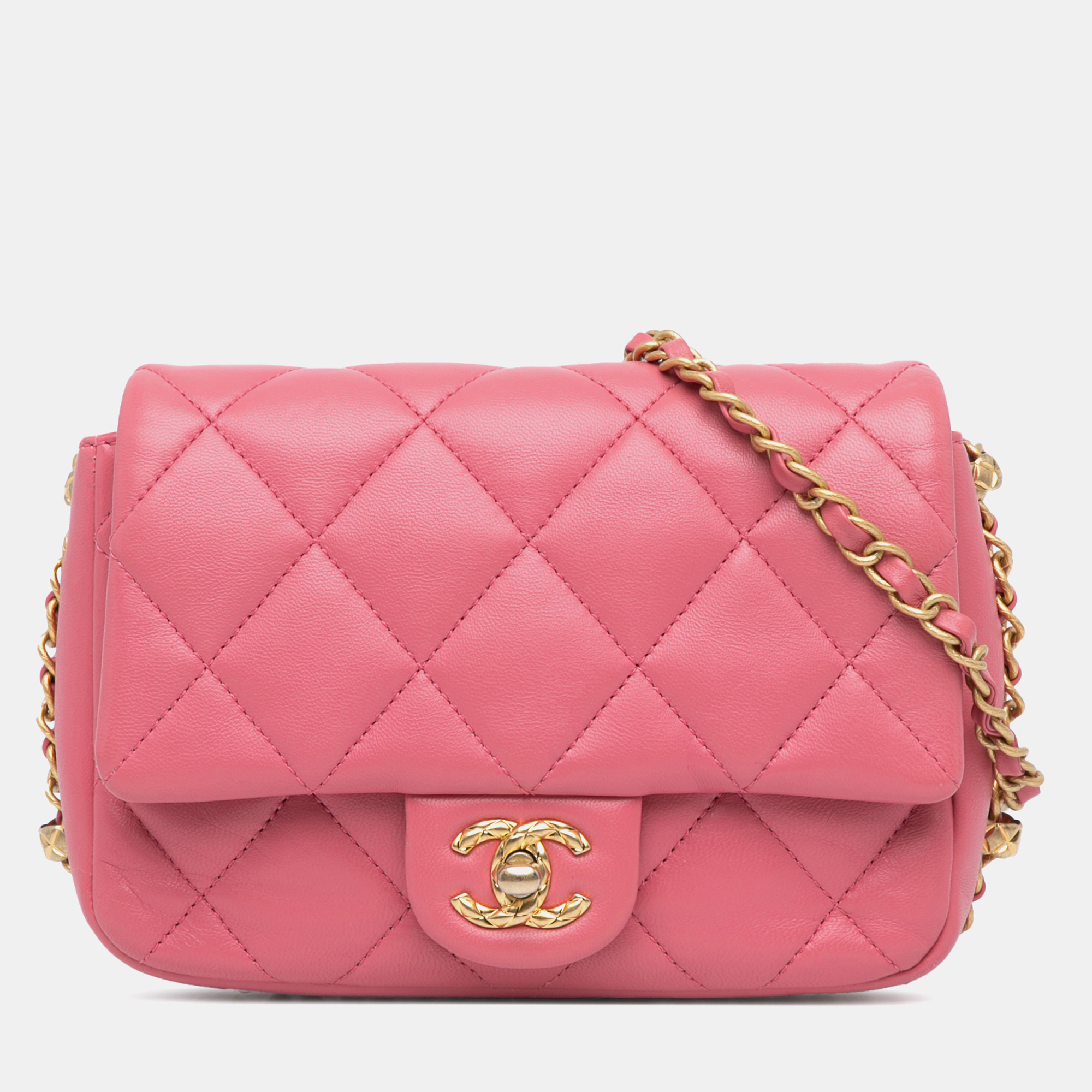 

Chanel Pink Small Quilted Lambskin Dynasty Flap