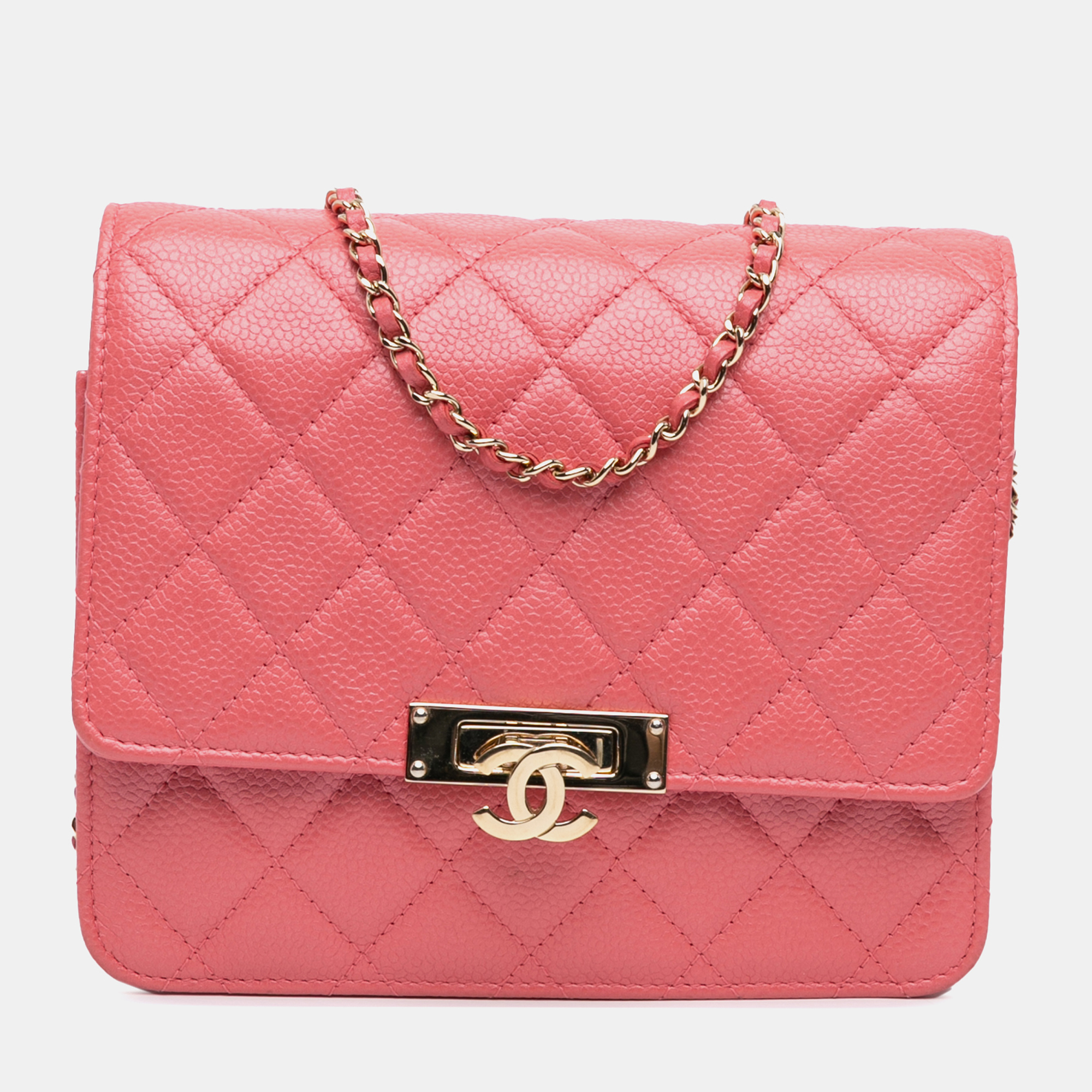 

Chanel Pink Quilted Caviar Golden Class Wallet On Chain