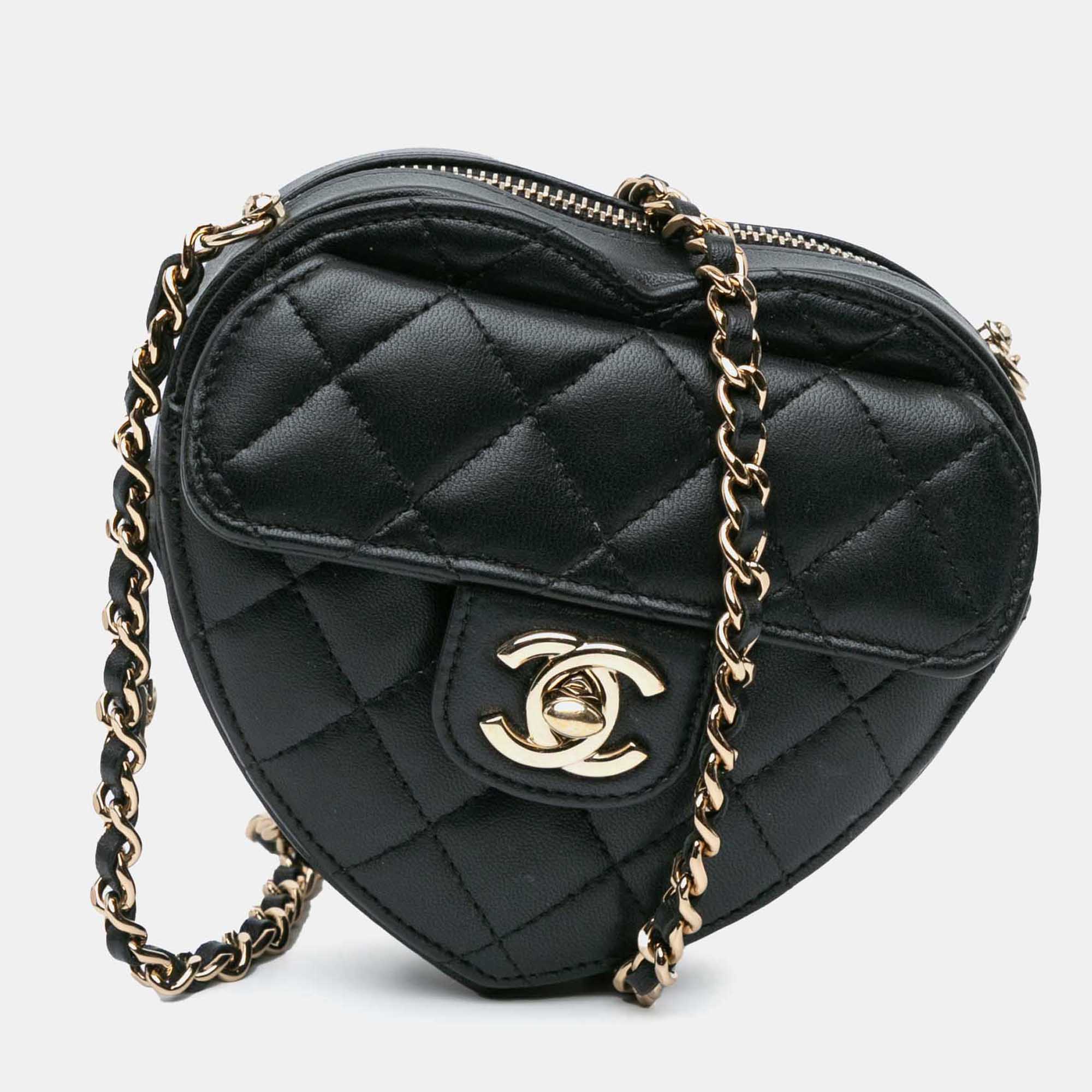 

Chanel Black Mini Lambskin CC in Love Heart Crossbody