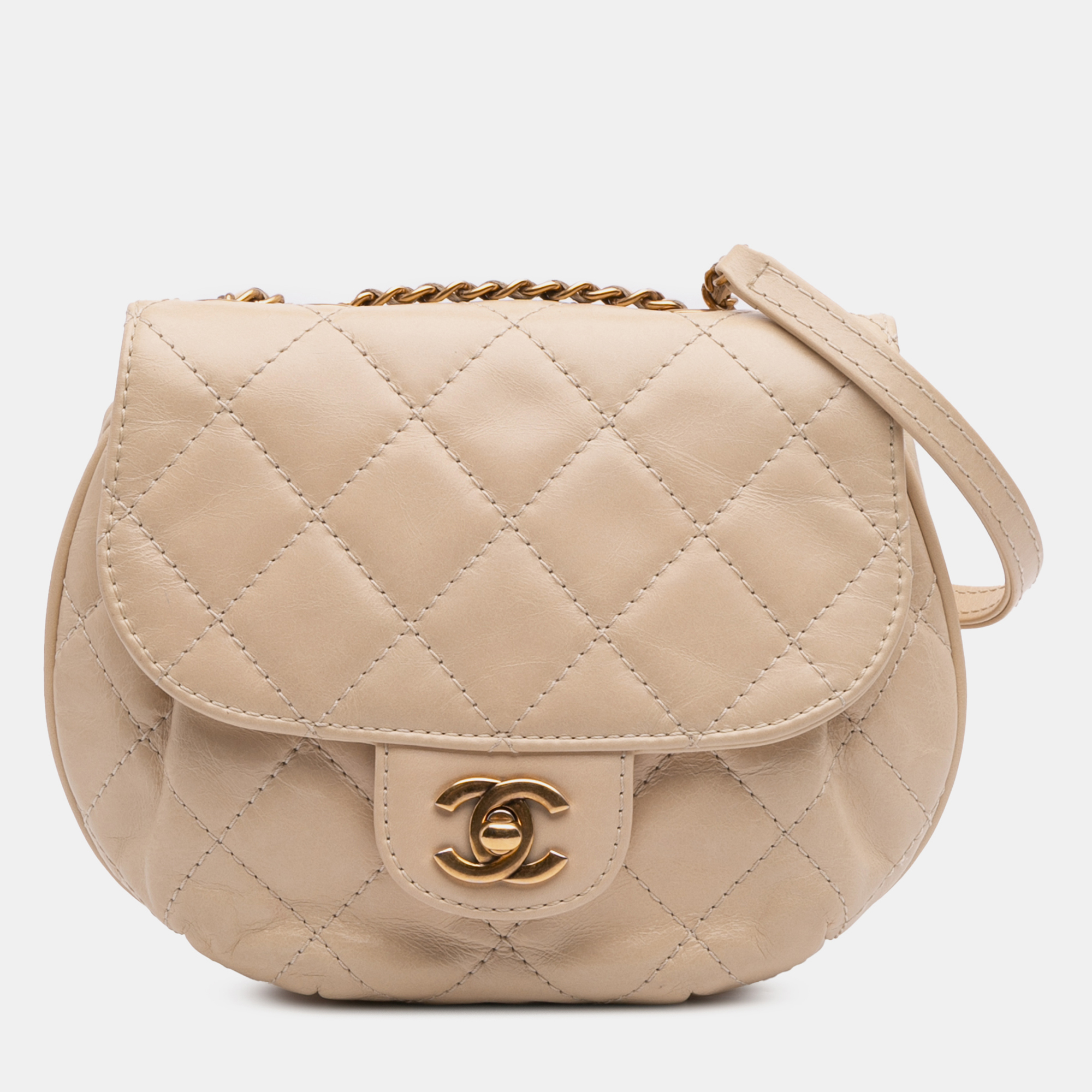 

Chanel Beige Small Aged Calfskin Bubble CC Flap