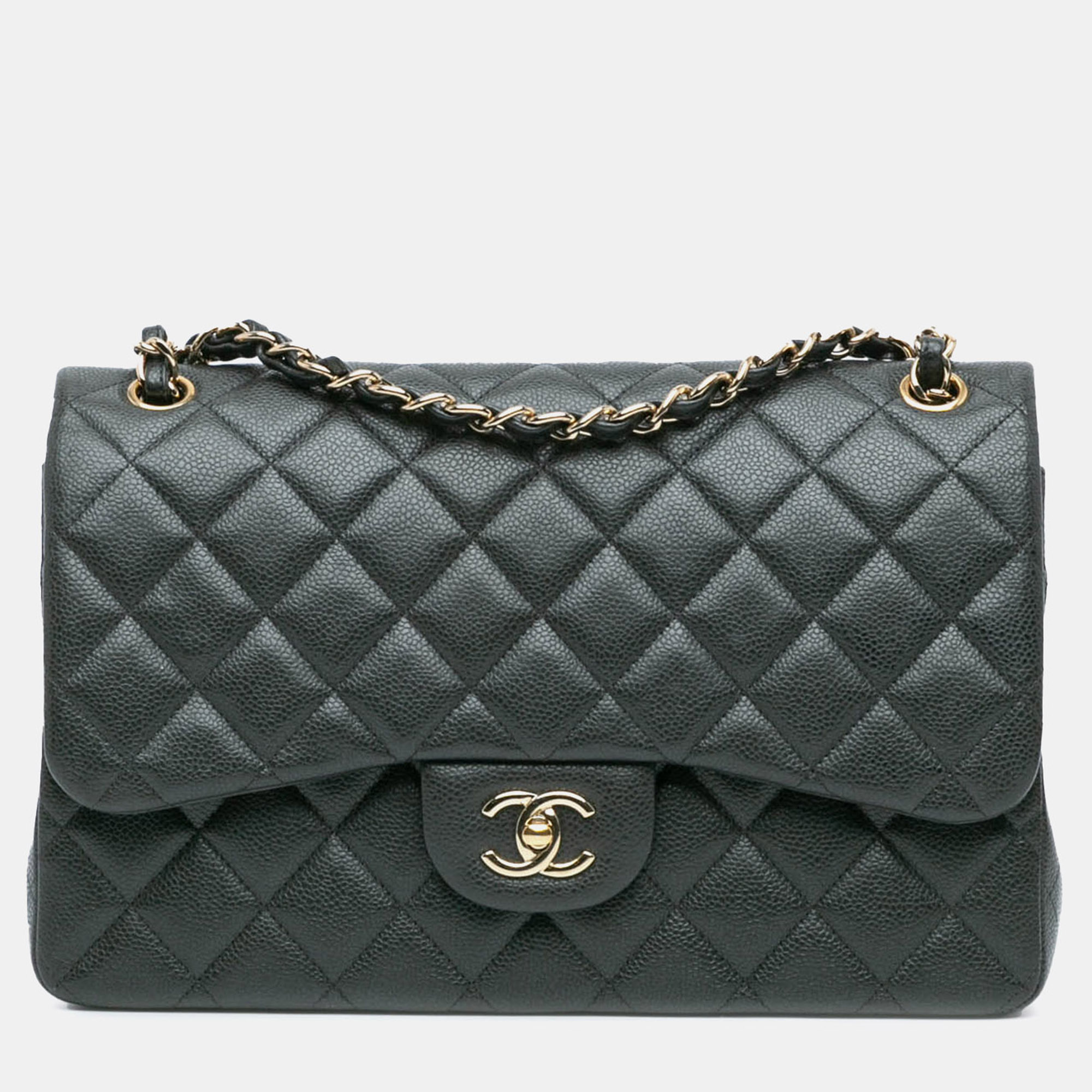 

Chanel Grey Jumbo Classic Caviar Double Flap