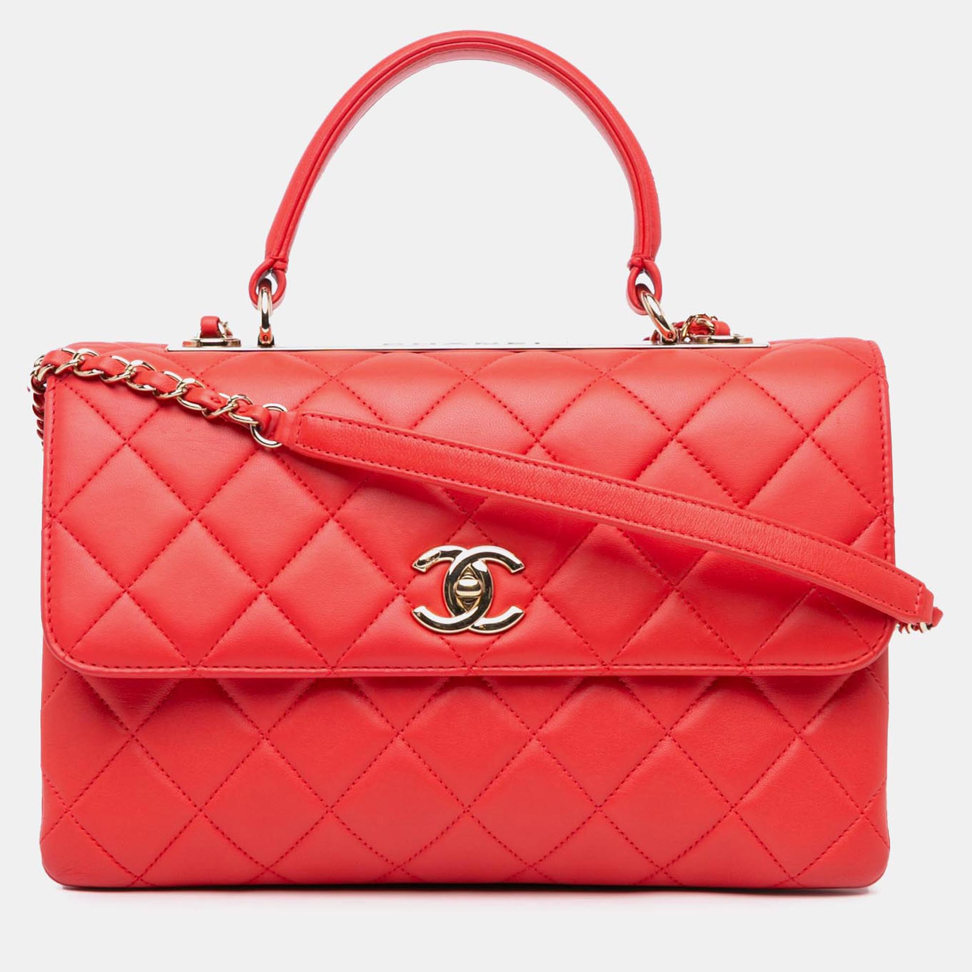 

Chanel Red Lambskin Trendy CC Medium Flap Bag