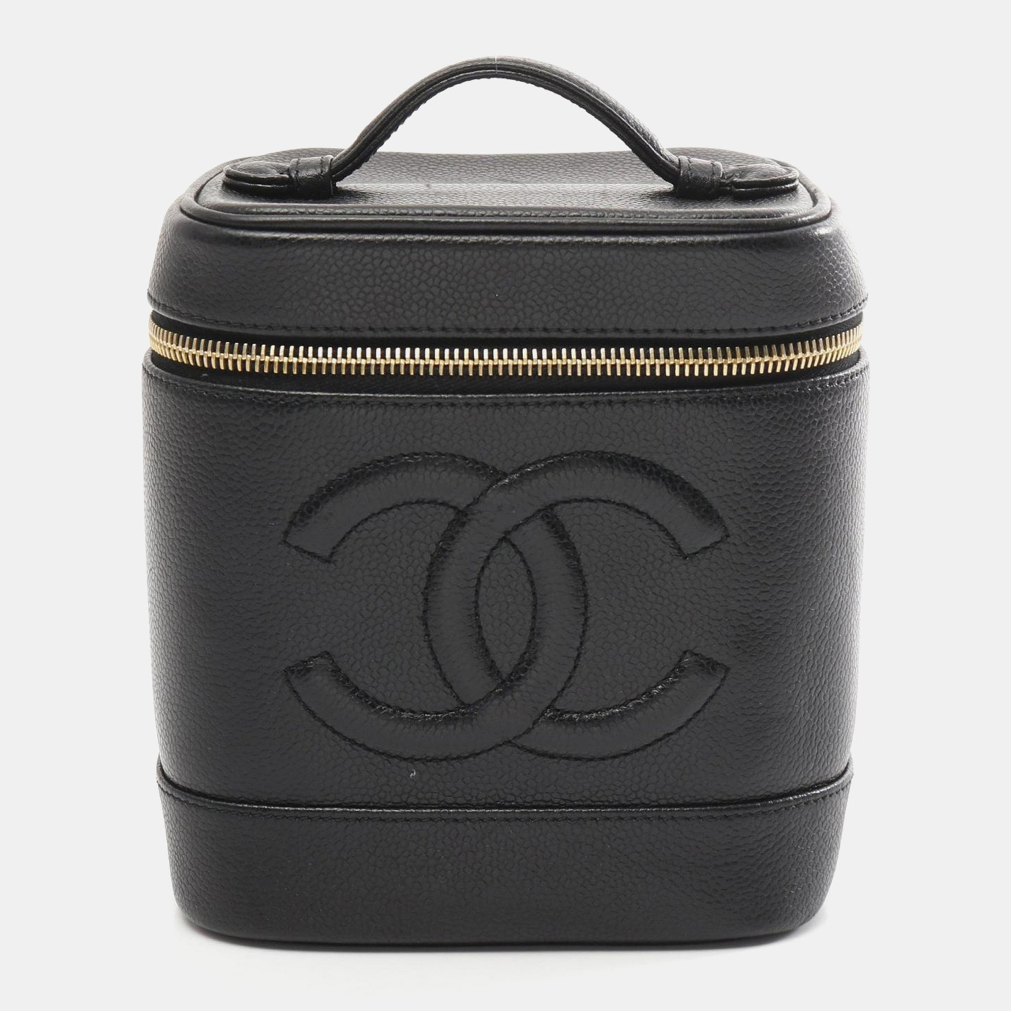 

Chanel Coco Mark Vanity Handbag Leather Grained Calfskin Black Ghw