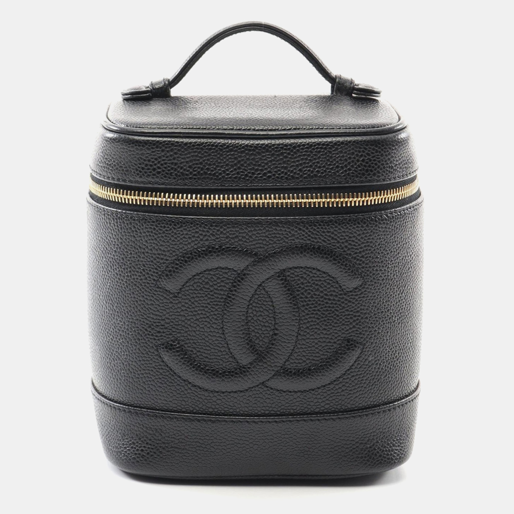 

Chanel Coco Mark Vanity Handbag Leather Grained Calfskin Black Ghw