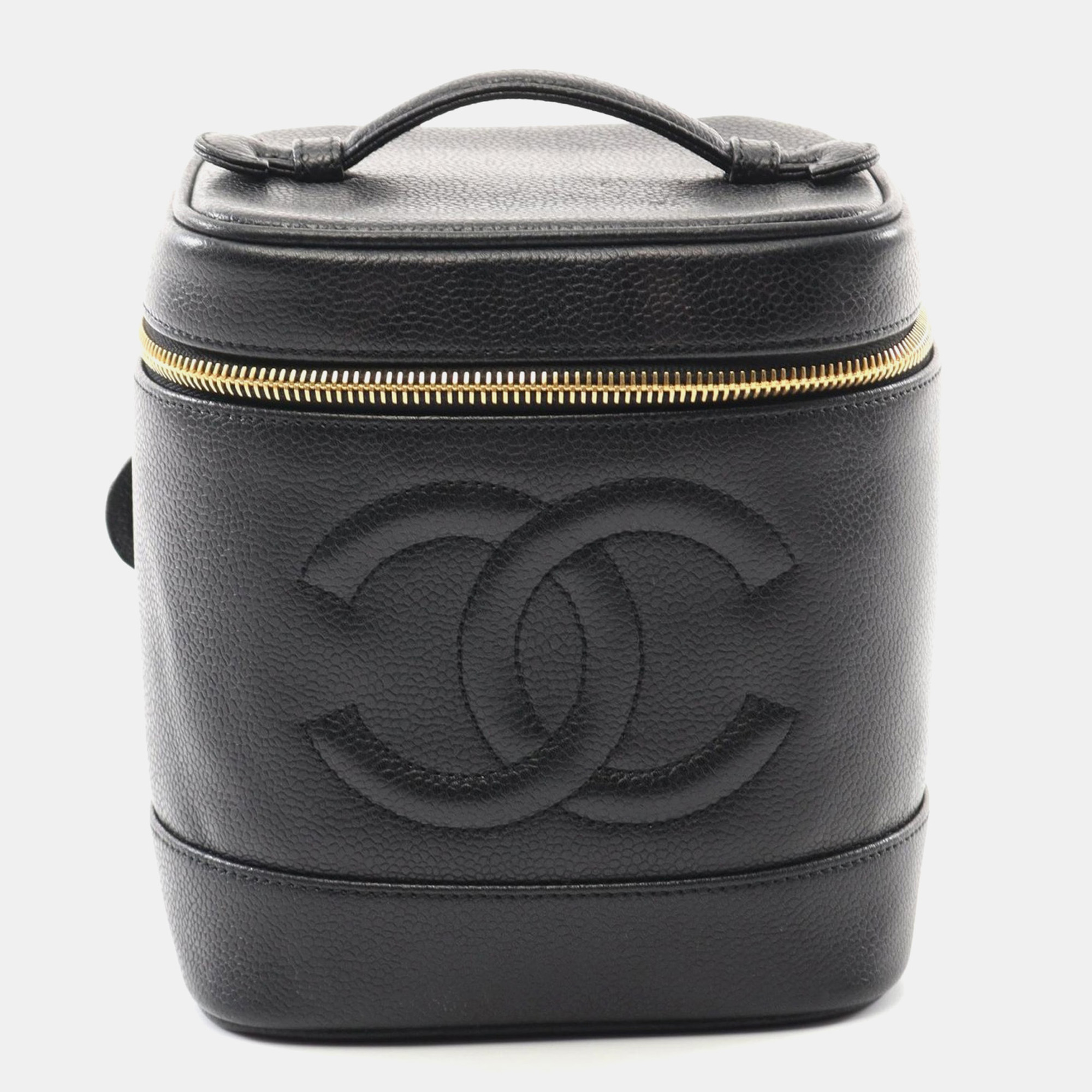 

Chanel Black Grained Calfskin Leather Coco Mark Vanity Handbag