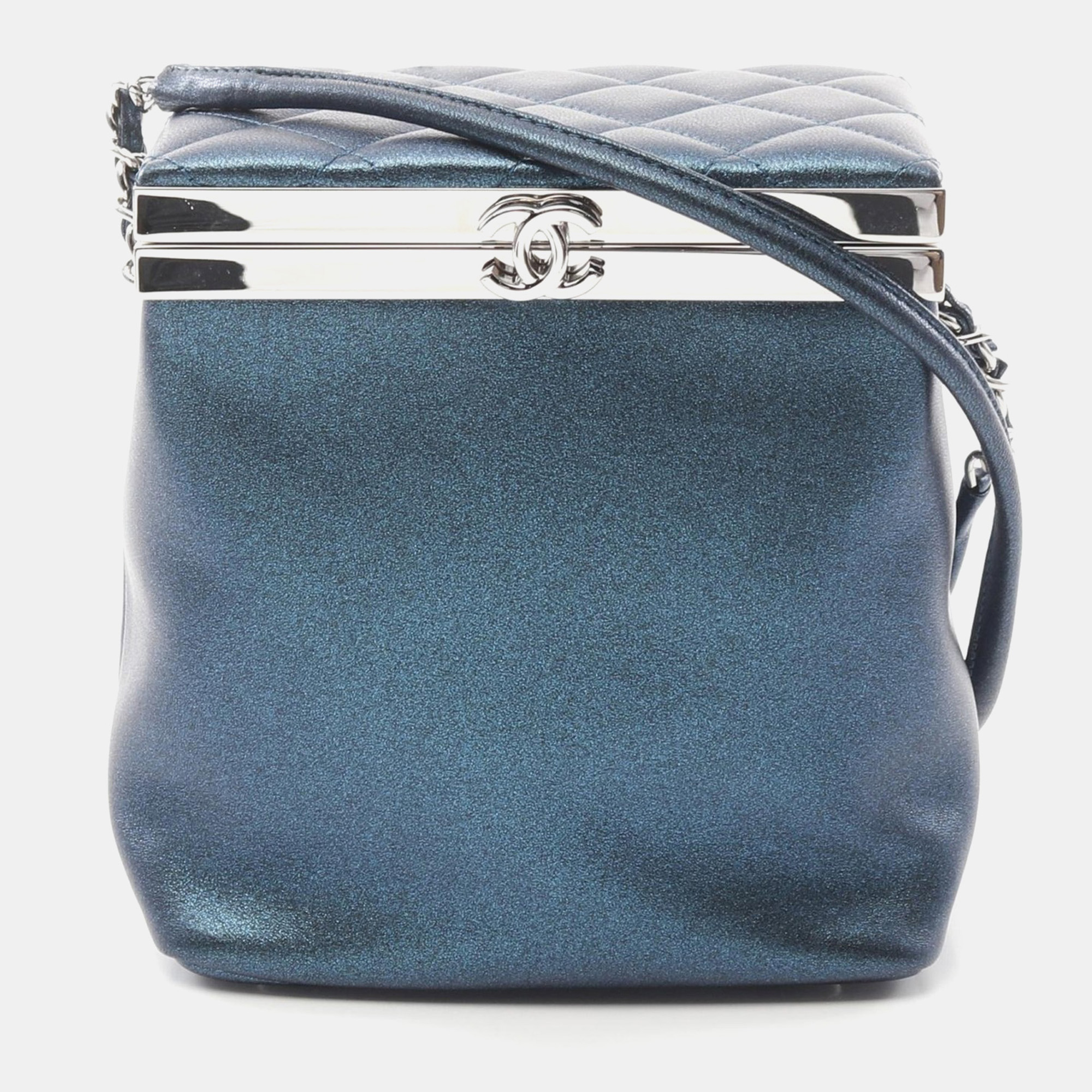 

Chanel Coco Mark Shoulder Crossbody Bag Leather Navy Shw, Blue