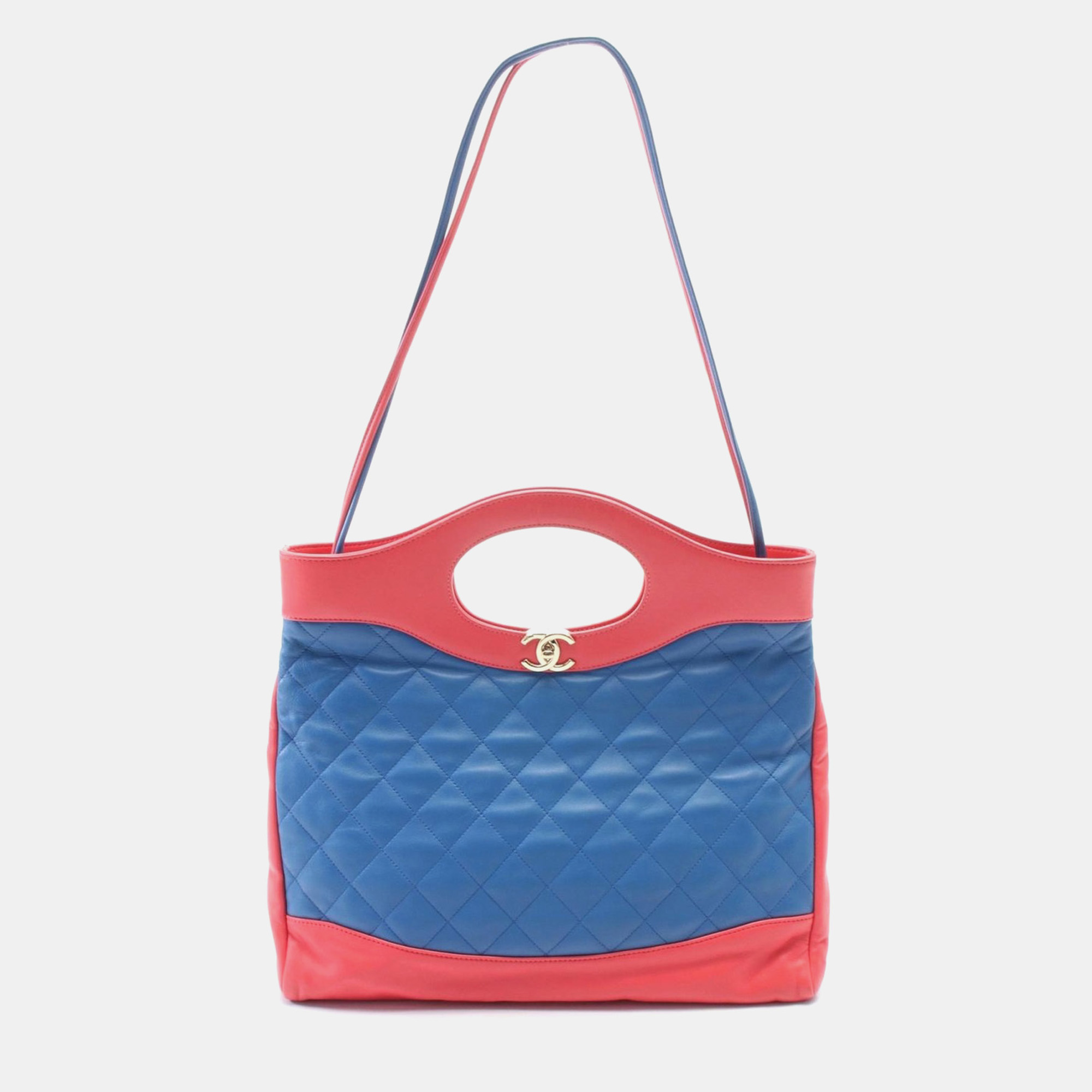 

Chanel 31 Matelasse Shoulder Bag Lambskin Sheep Leather Red Blue Ghw