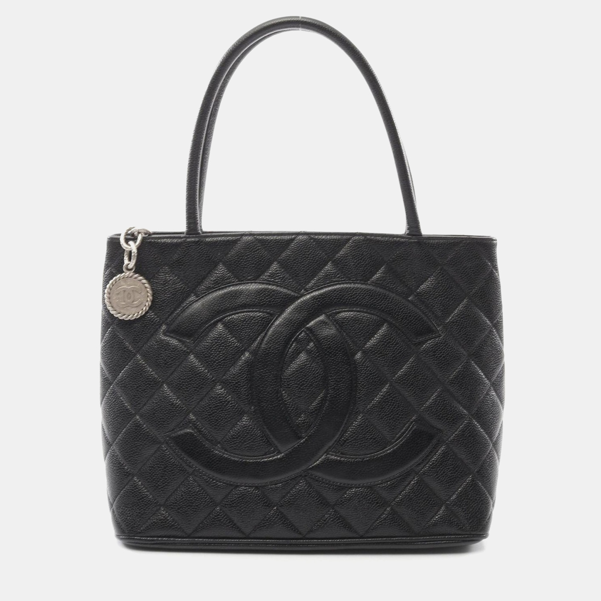 

Chanel Medallion Tote Bag Leather Grained Calfskin Black Shw
