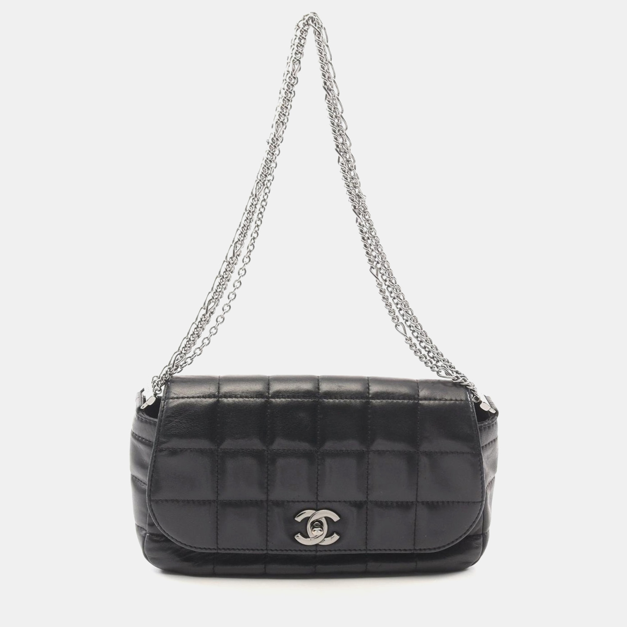 

Chanel Black Lambskin Chocolate Bar Chain Shoulder Bag