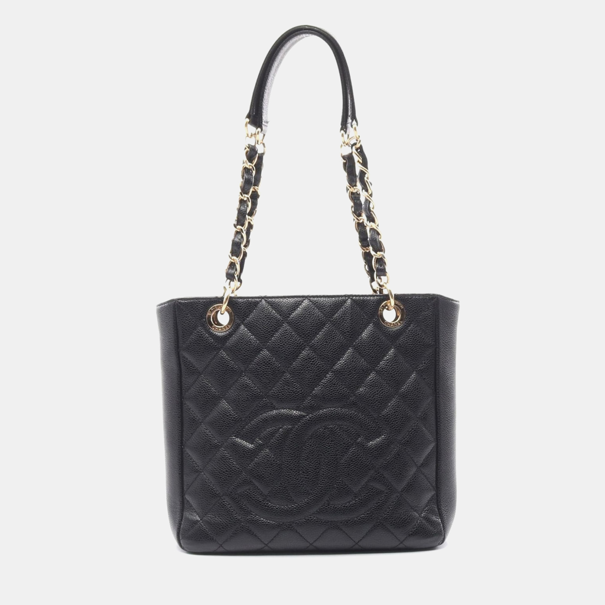 

Chanel Black Leather Matelasse Pst Tote Chain Shoulder Bag