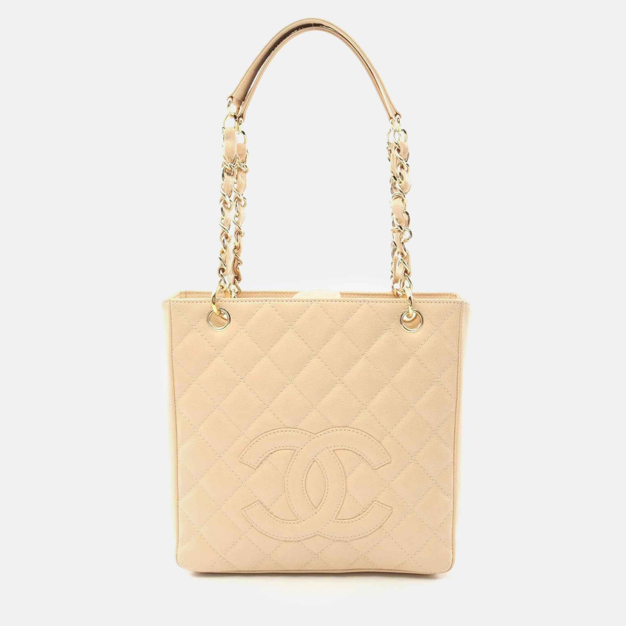 

Chanel Matelasse Pst Chain Tote Bag Grained Calfskin Beige Ghw Cc