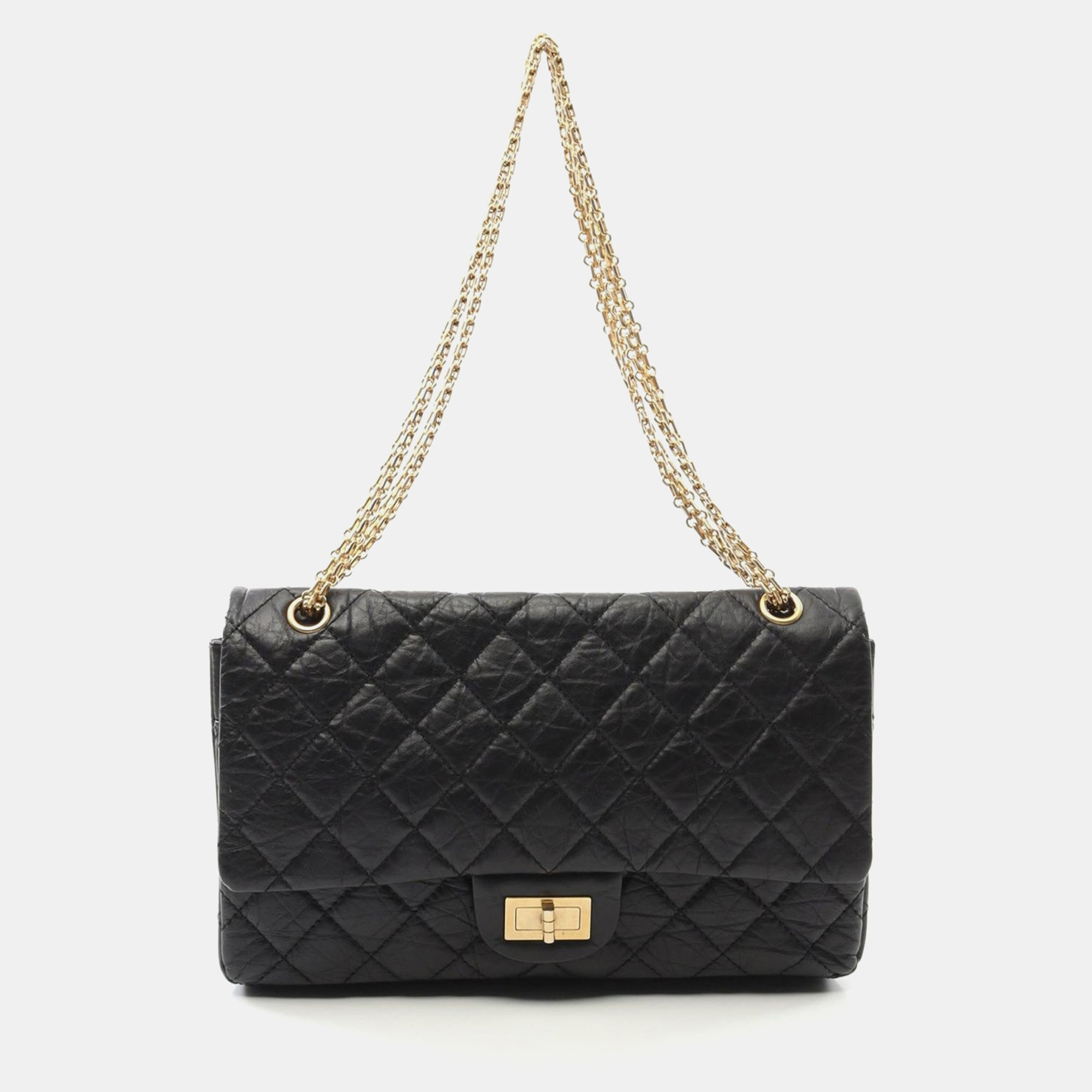 

Chanel Black Leather 2.55 Matelasse Maxi W Flap Chain Shoulder Bag