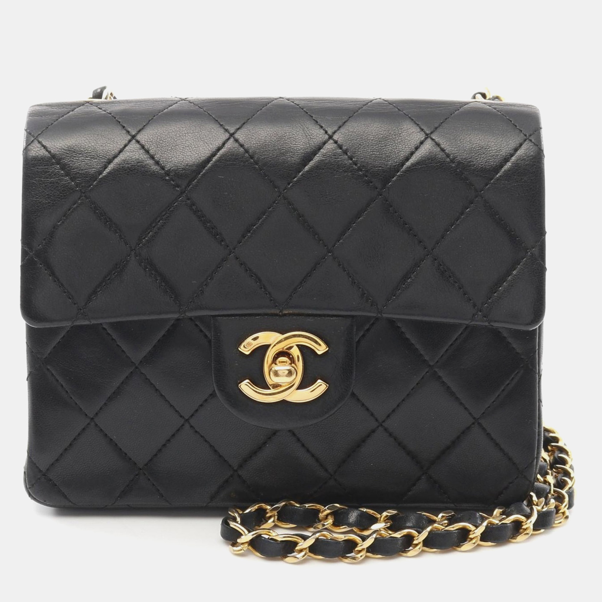 

Chanel Mini Matelasse Chain Shoulder Bag Lamb Leather Black Ghw Cc