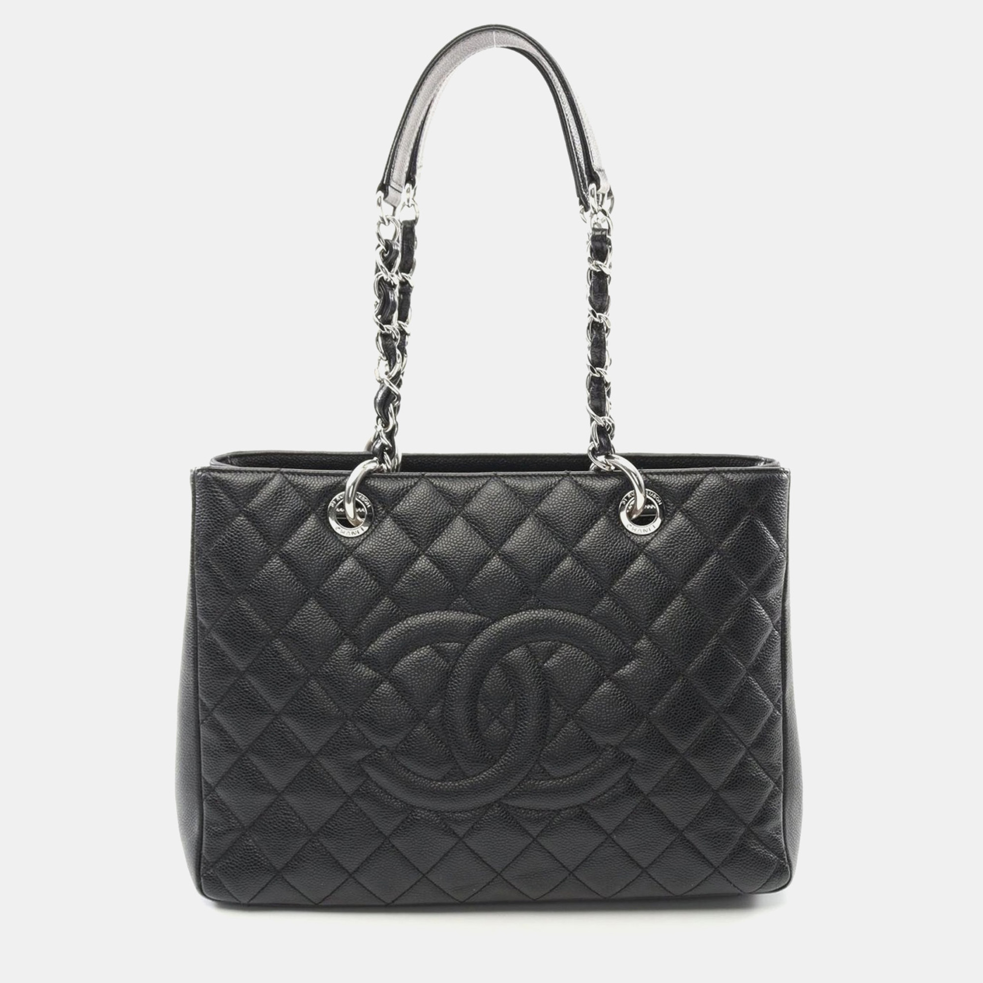 

Chanel Matelasse Grand Shopping Gst Tote Bag Leather Black Shw Cc